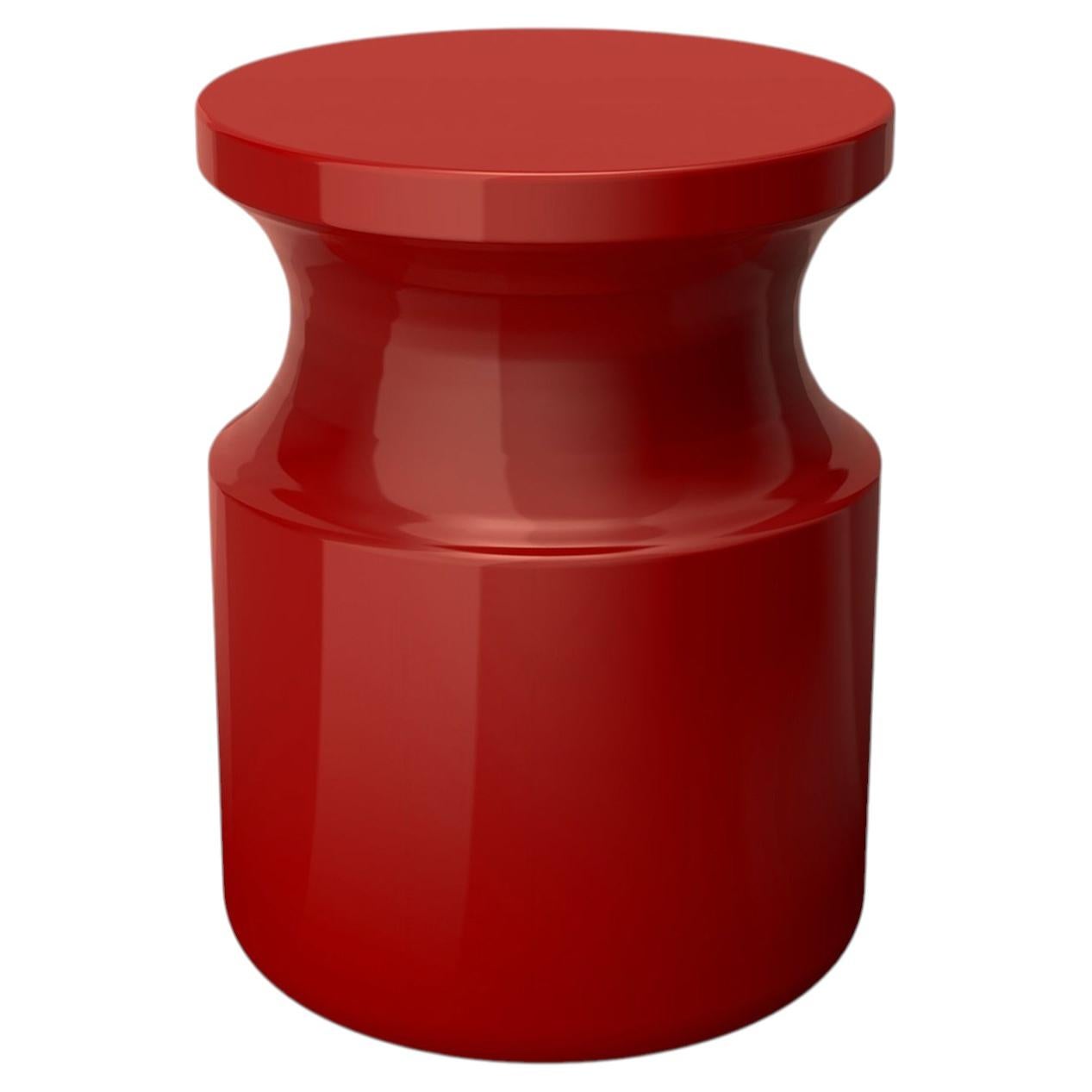 Hya A Coral Red Glazed Ceramic Stool