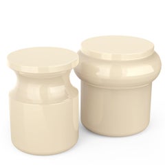 Hya A Ivory Glazed Ceramic Stool