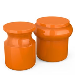 Hya A Orange Glazed Ceramic Stool