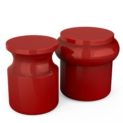 Hya B Coral Red Glazed Ceramic Stool