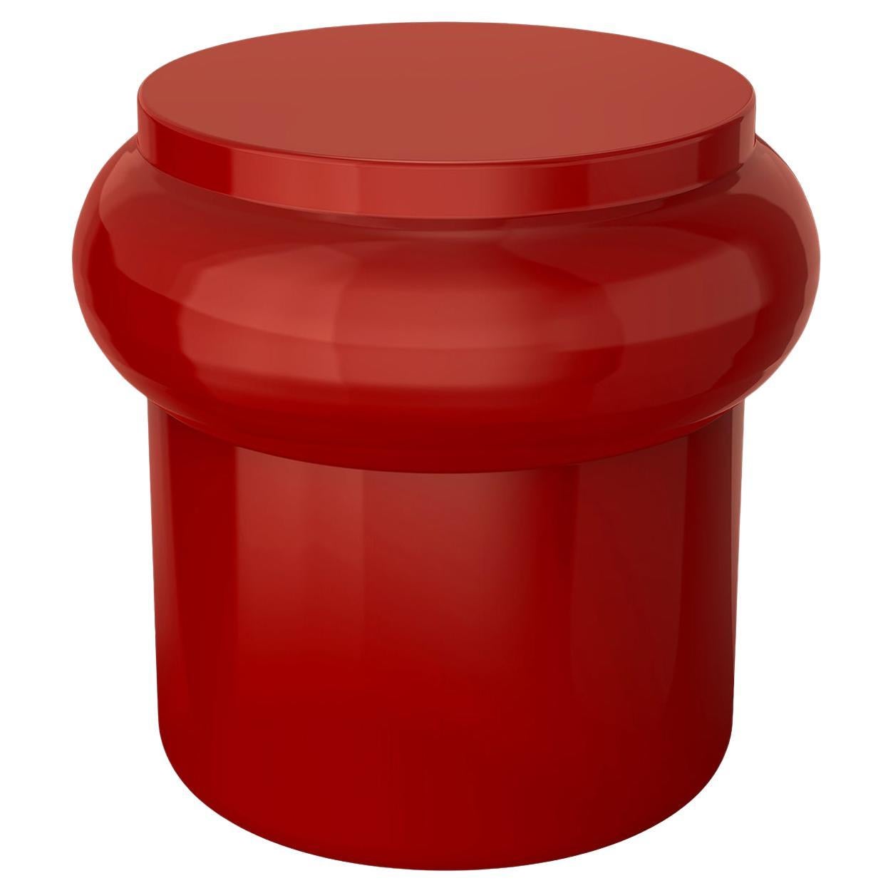 Hya B Coral Red Glazed Ceramic Stool