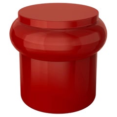 Hya B Coral Red Glazed Ceramic Stool