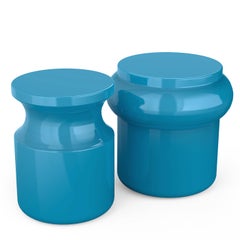 Hya B Light Blue Glazed Ceramic Stool