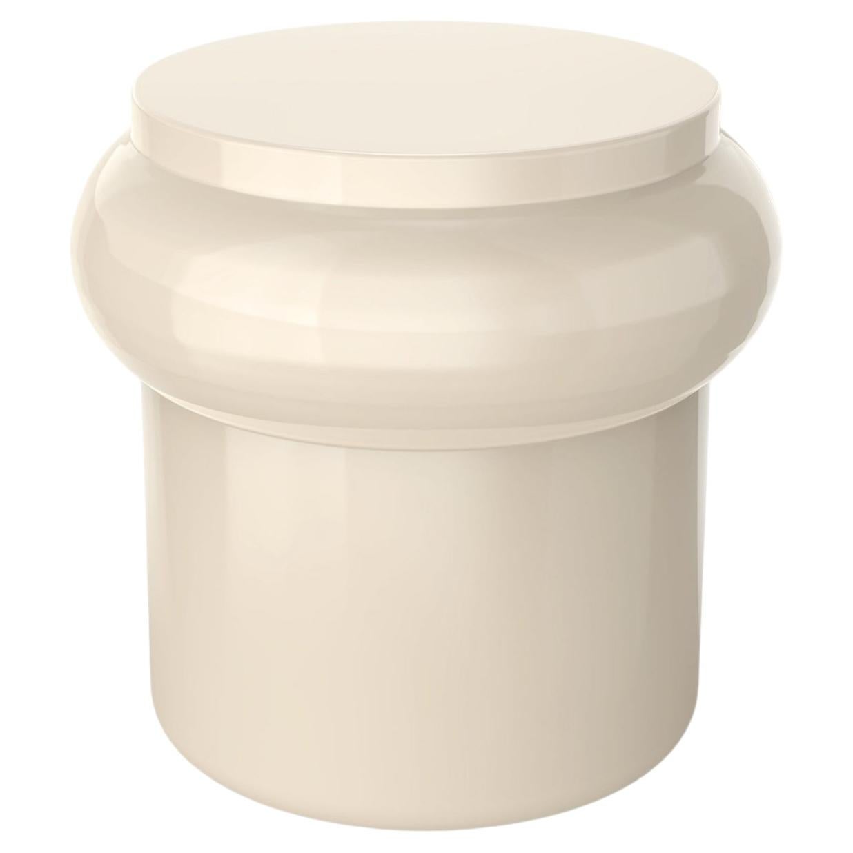 Hya B Pearl Gray Glazed Ceramic Stool