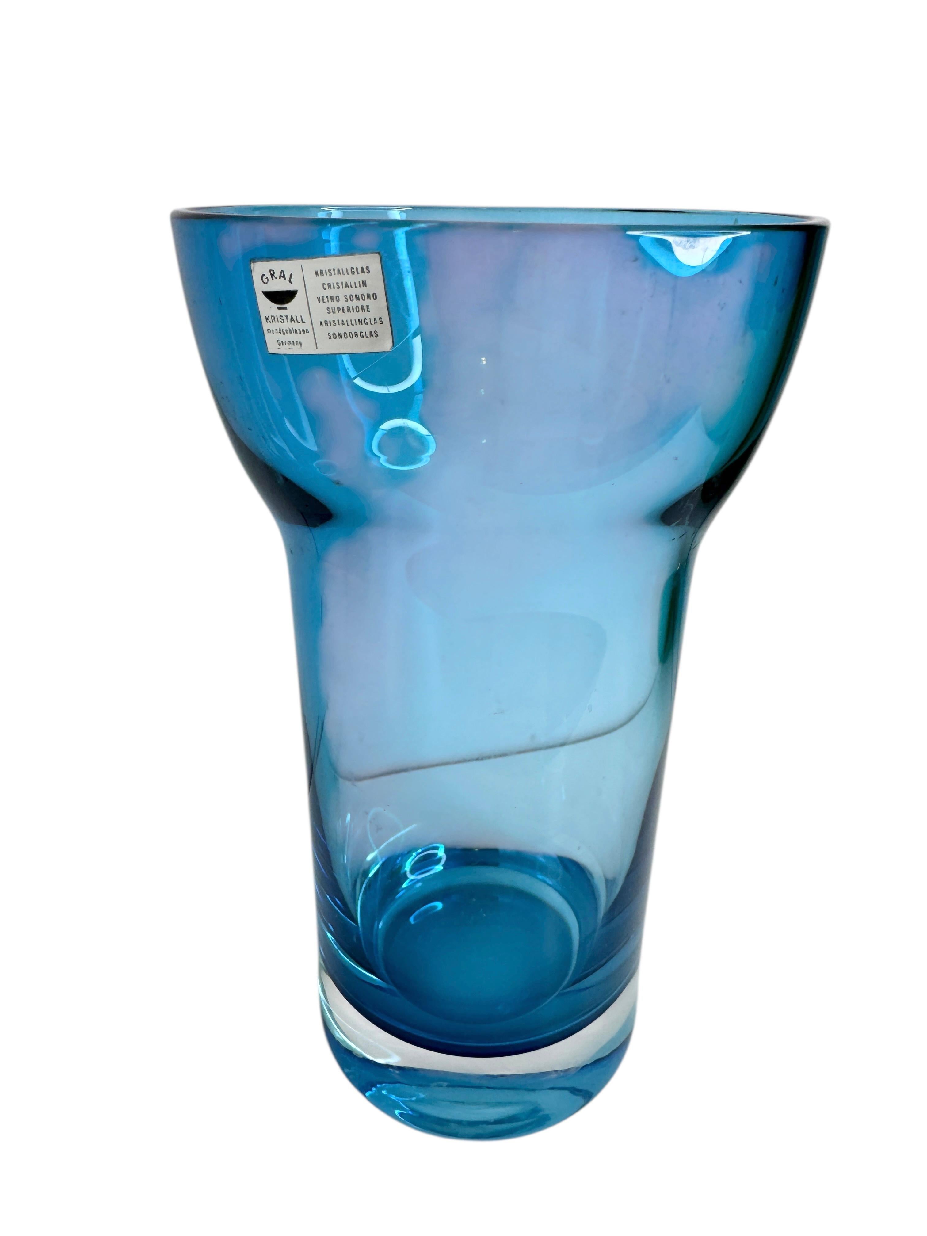 Hyacinth Glass Vase by Gral Glas in Blue, circa 1970s For Sale 6