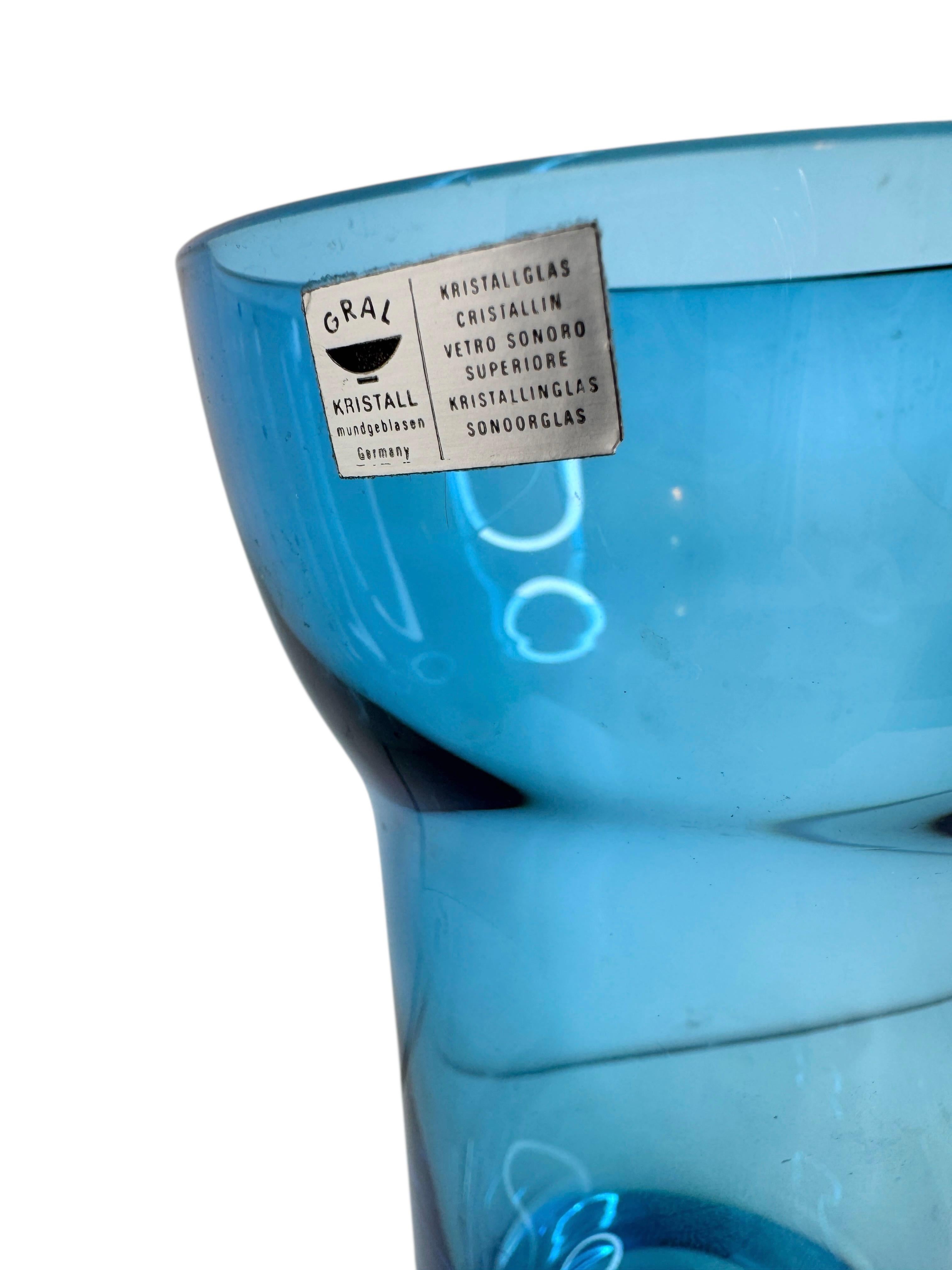 Hyacinth Glass Vase by Gral Glas in Blue, circa 1970s For Sale 7