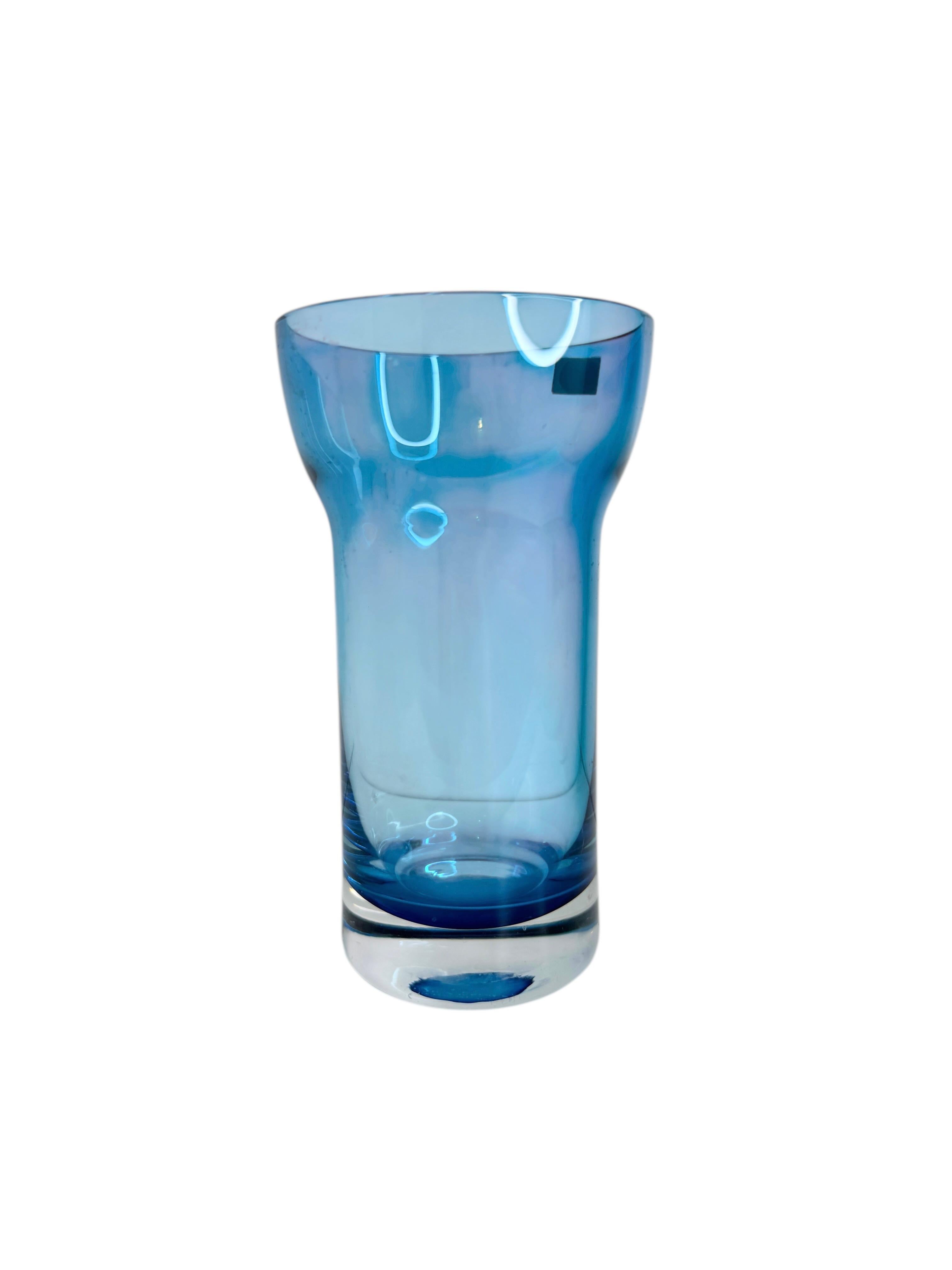 Mid-Century Modern Hyacinth Glass Vase by Gral Glas in Blue, circa 1970s For Sale