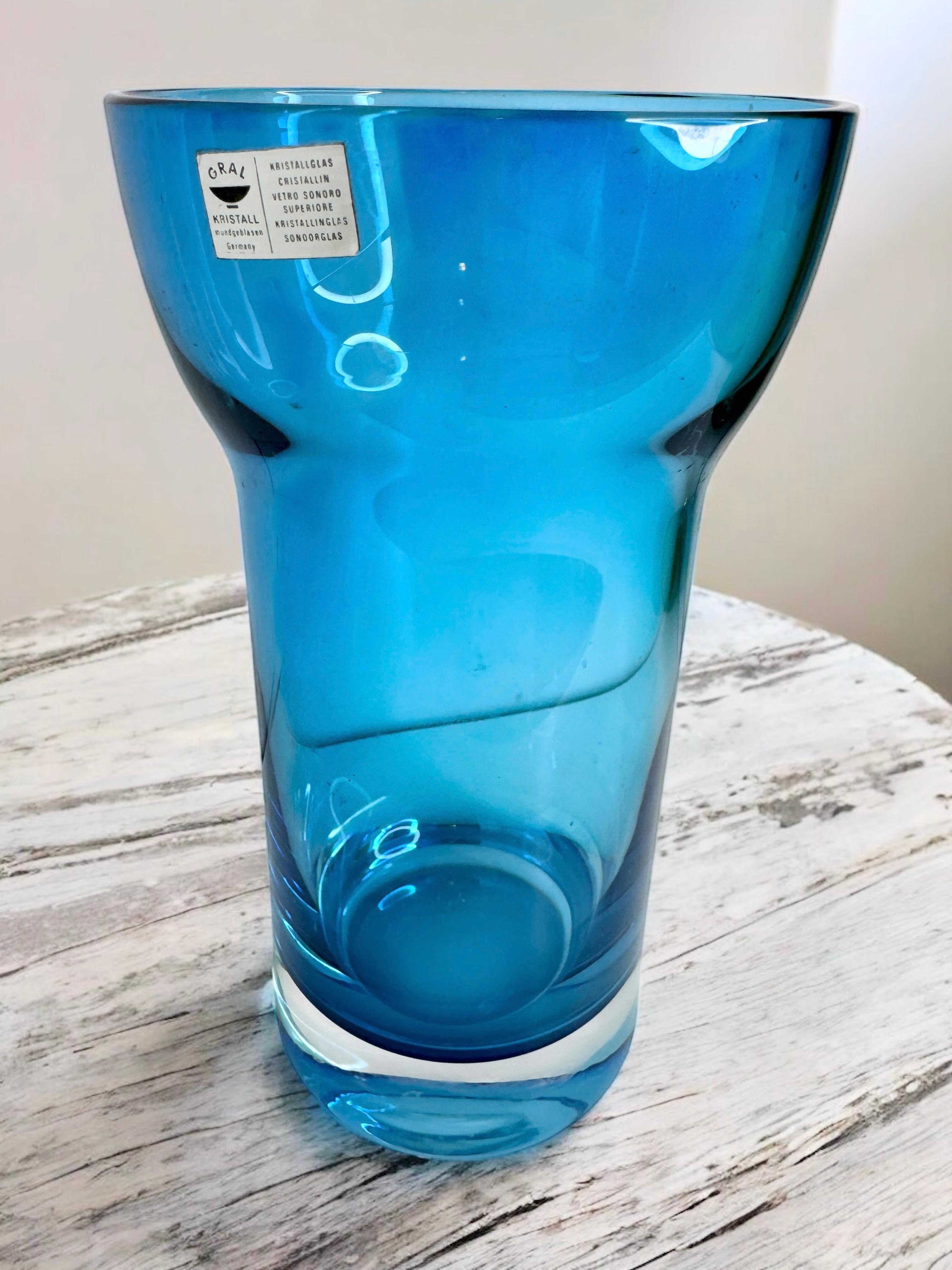 Hyacinth Glass Vase by Gral Glas in Blue, circa 1970s For Sale 1