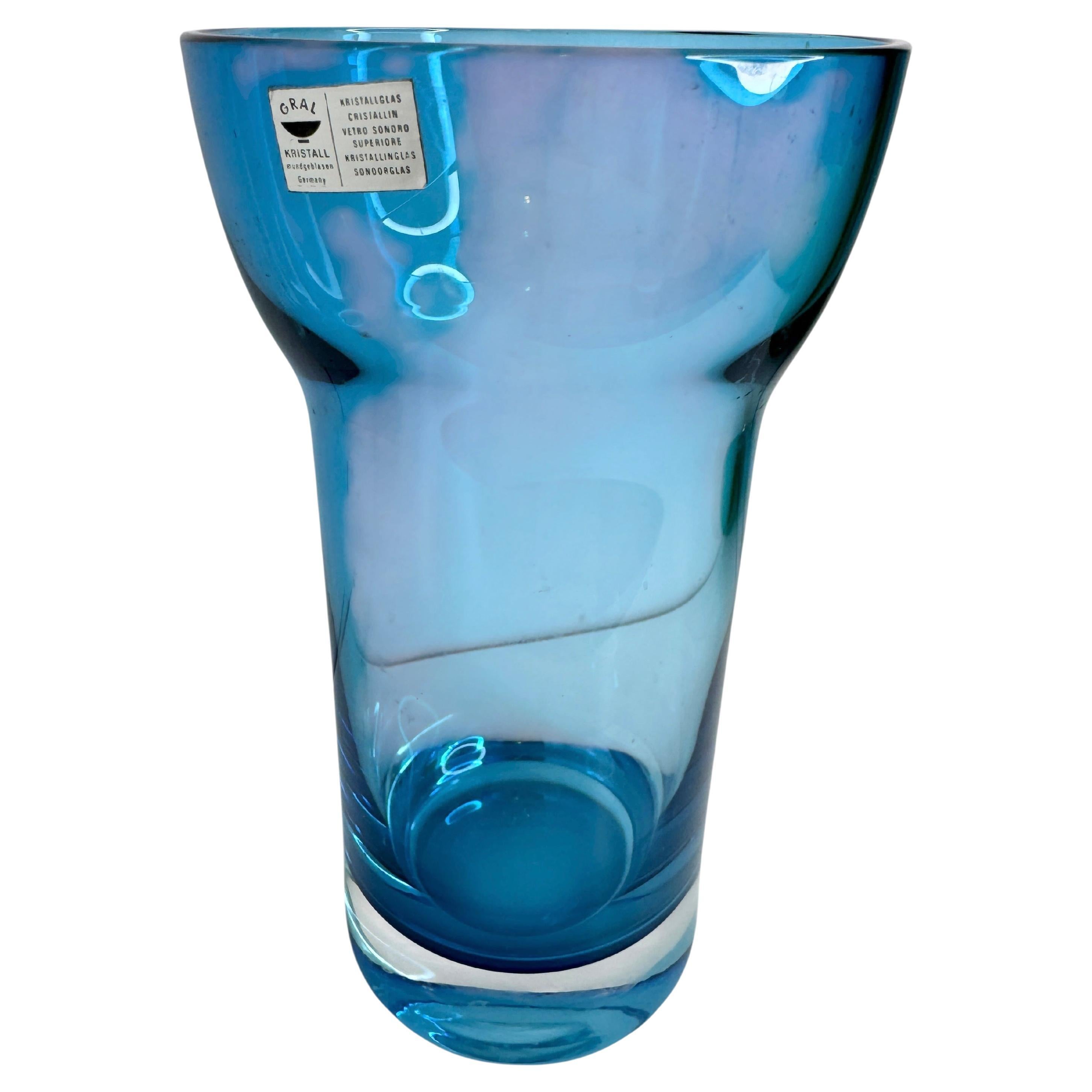 Hyacinth Glass Vase by Gral Glas in Blue, circa 1970s For Sale