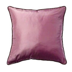 Hyacinth Pink Silk Square Pillow Sham, Pink Crystal Beads, Zip