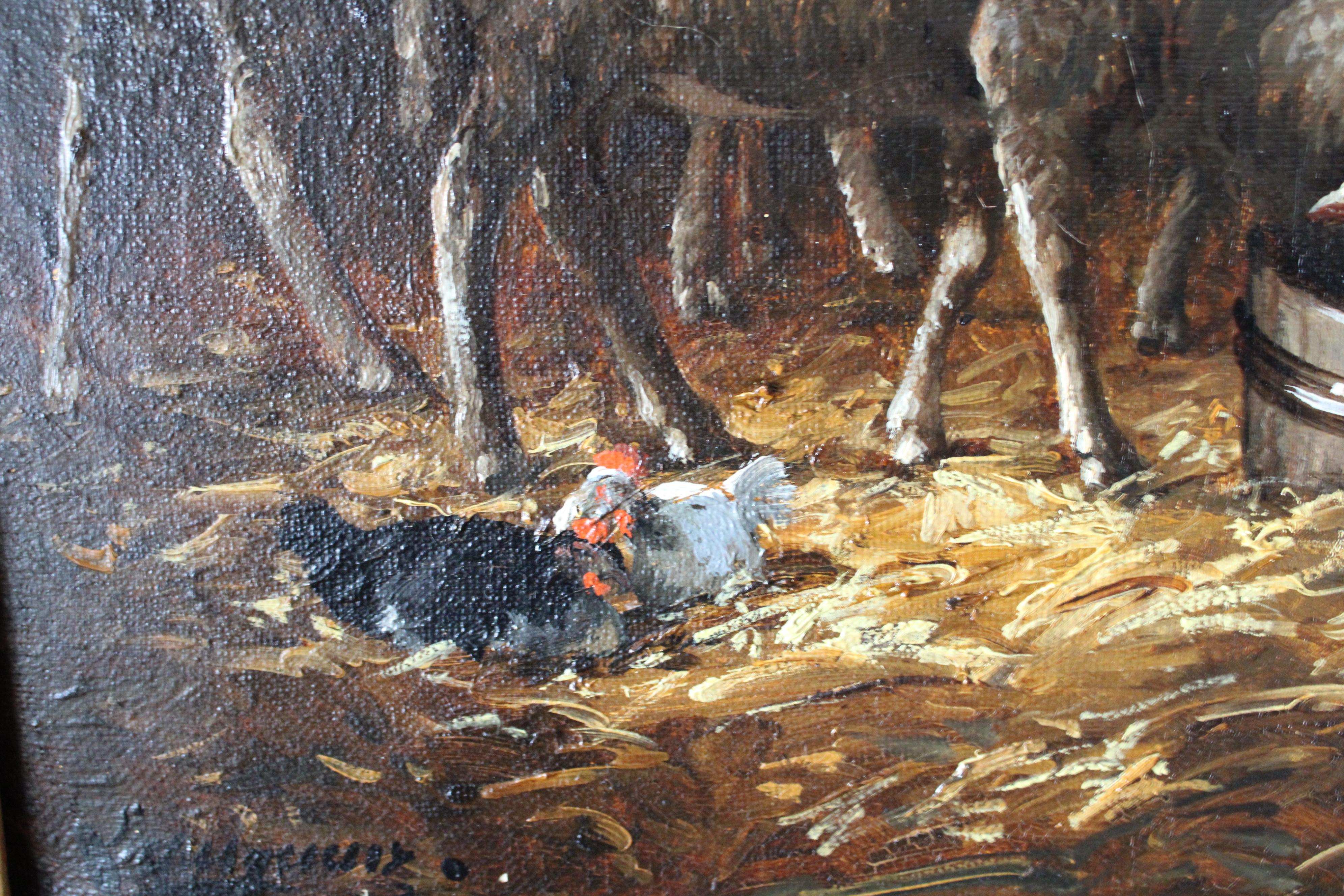 Oveja antigua pintura al óleo animales en paisaje firmada retrato de oveja en venta 7