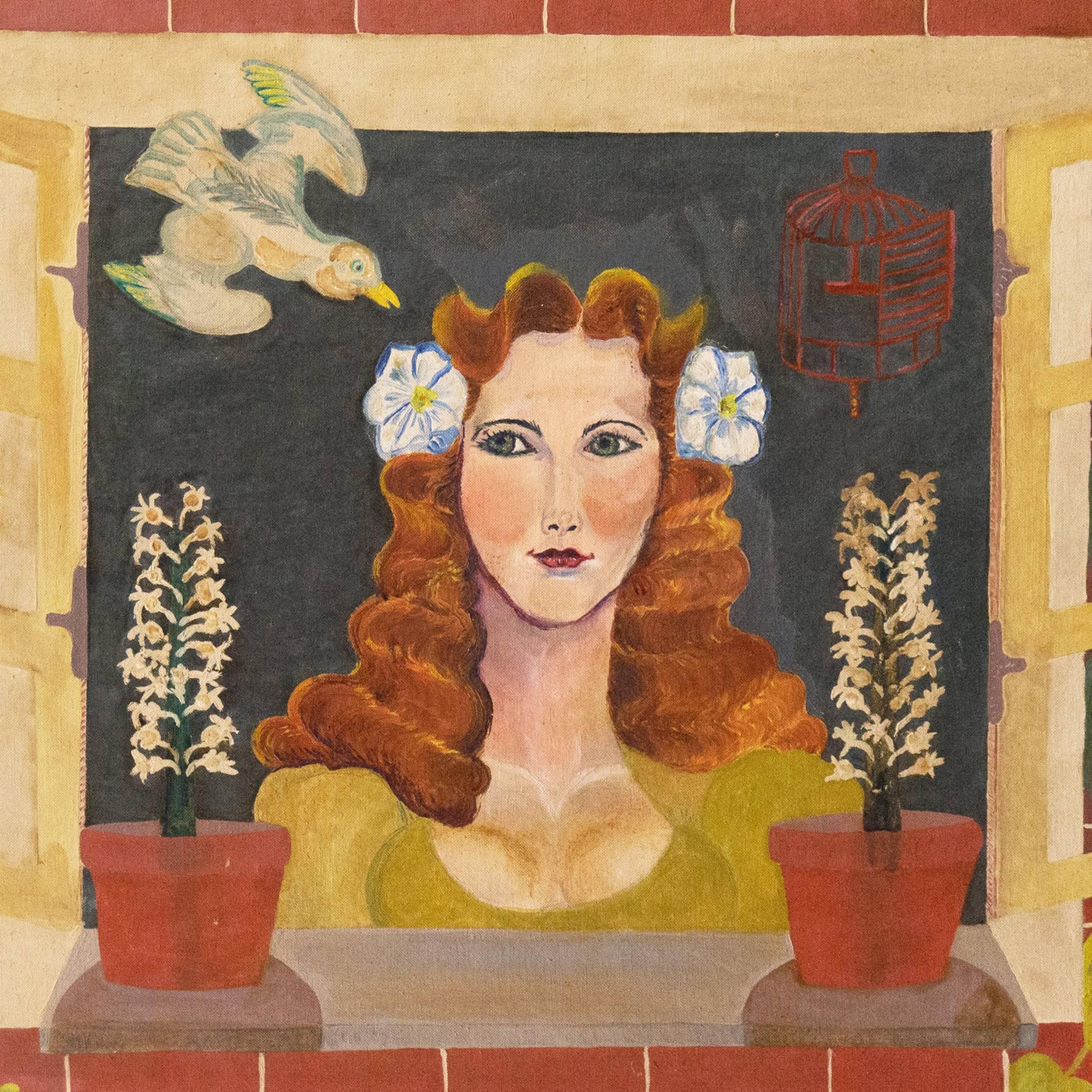 Self Portrait of the Poet; New York Outsider Woman Artist - Painting by Hyacinthe Hill