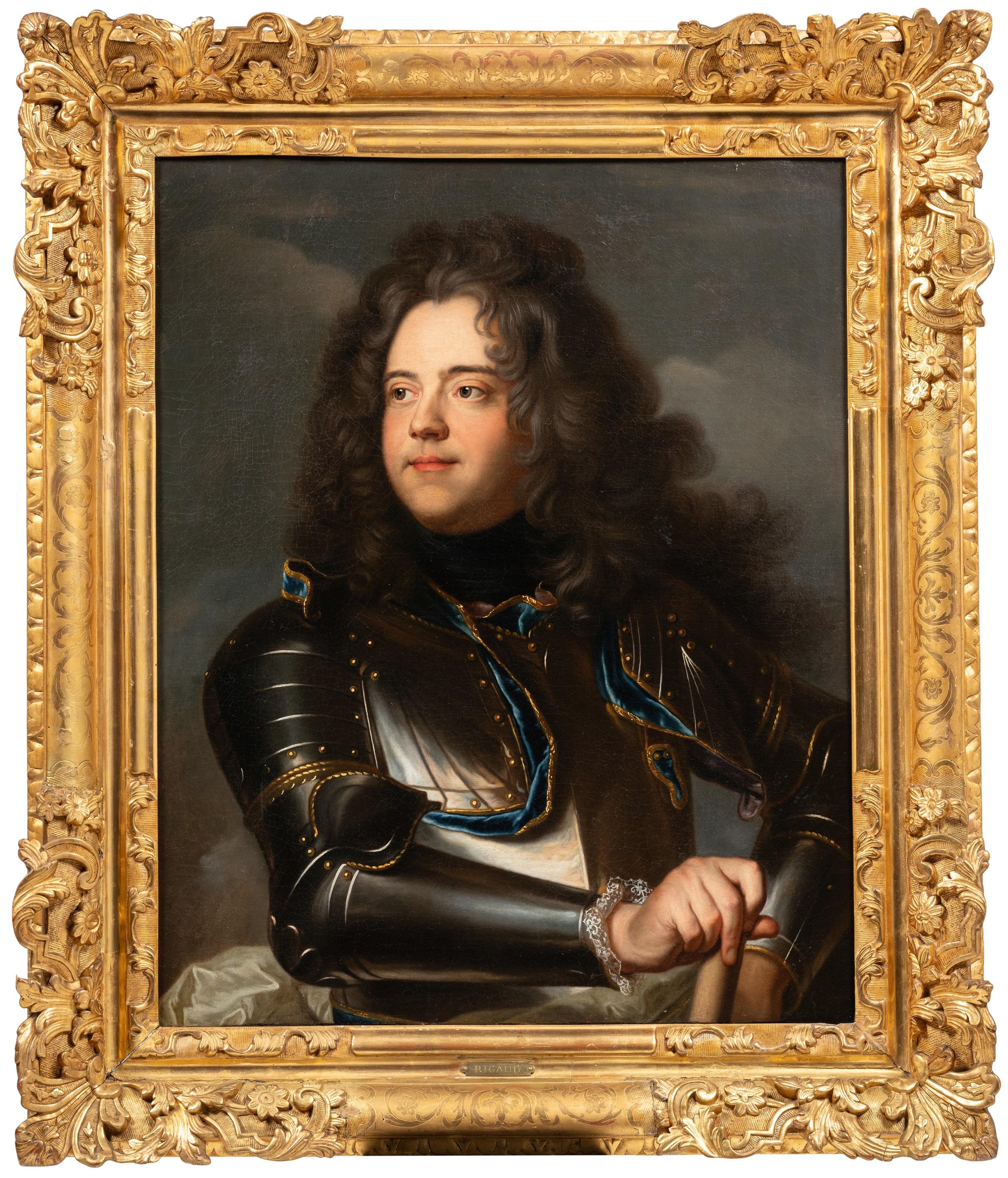 Porträt von Henri-Louis de la Tour d'Auvergne, Comte d'Evreux
Atelier von Hyacinthe Rigaud (1659-1743)
Französische Schule des frühen 18. Jahrhunderts, um 1705
Öl auf Leinwand
Abmessungen: H. 72 cm, B. 57,5 cm
Vergoldeter und reich geschnitzter