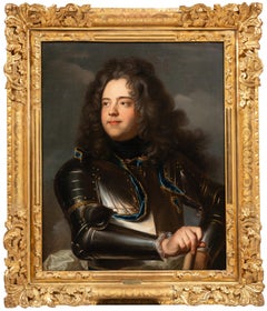 Antique Portrait of count Evreux, French, 18th c. studio of Hyacinthe Rigaud, circa 1705