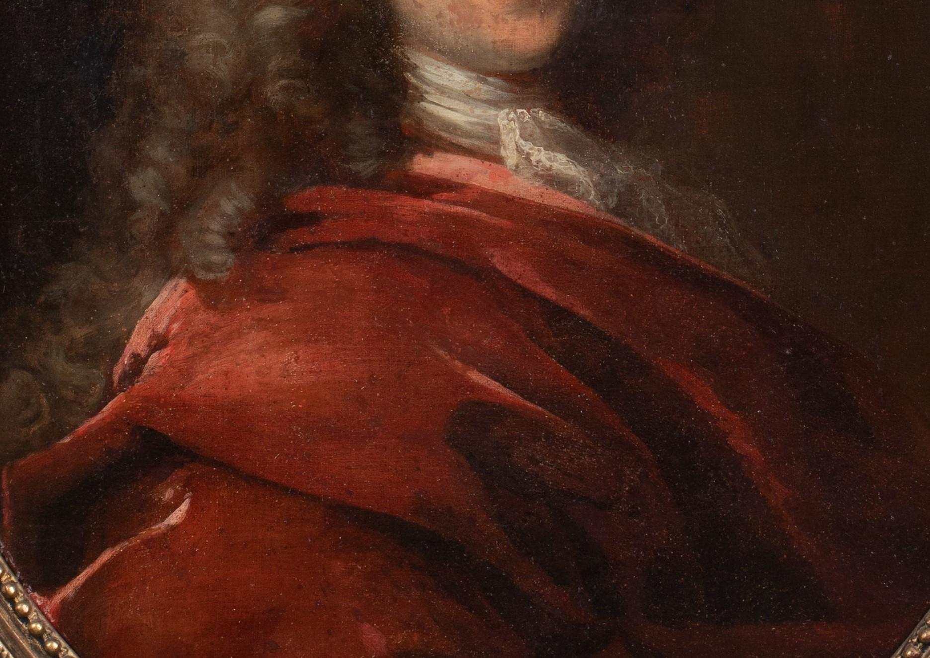 Portrait Of Monsieur De Cotte, circa 1710

circle of Hyacinthe RIGAUD (1659-1743) - one of a pair

Large circa 1710 French portrait of Monsieur De Cotte, oil on canvas. Excellent quality and condition oval portrait of the gentleman wearing red robes