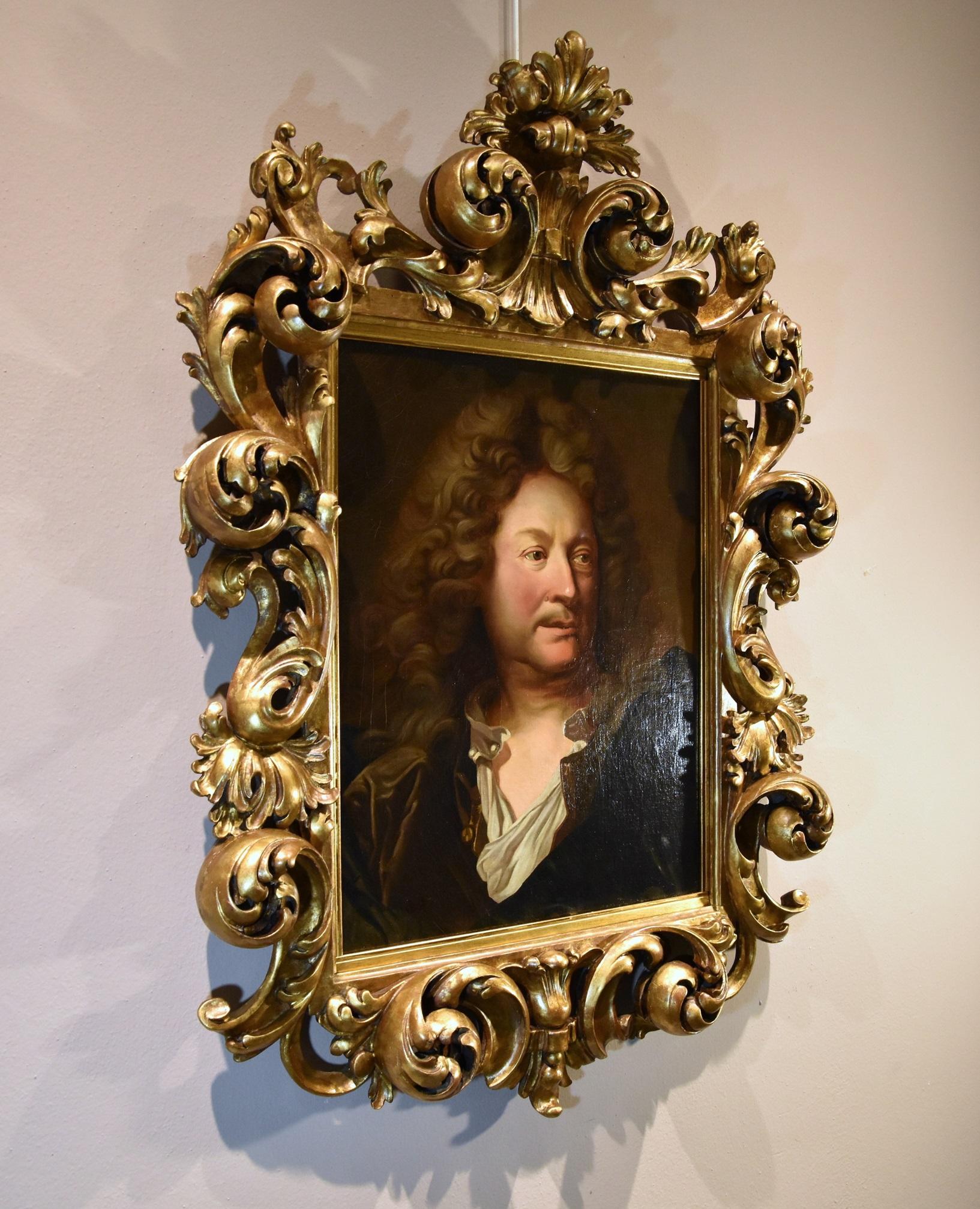 Portrait De La Fosse Rigaud Paint Oil on canvas 17/18th Century Old master Art For Sale 6
