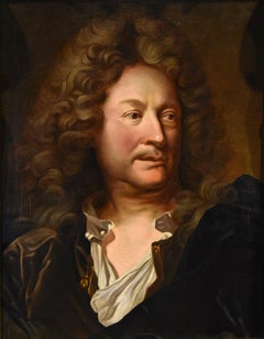 Portrait De La Fosse Rigaud Paint Oil on canvas 17/18th Century Old master Art