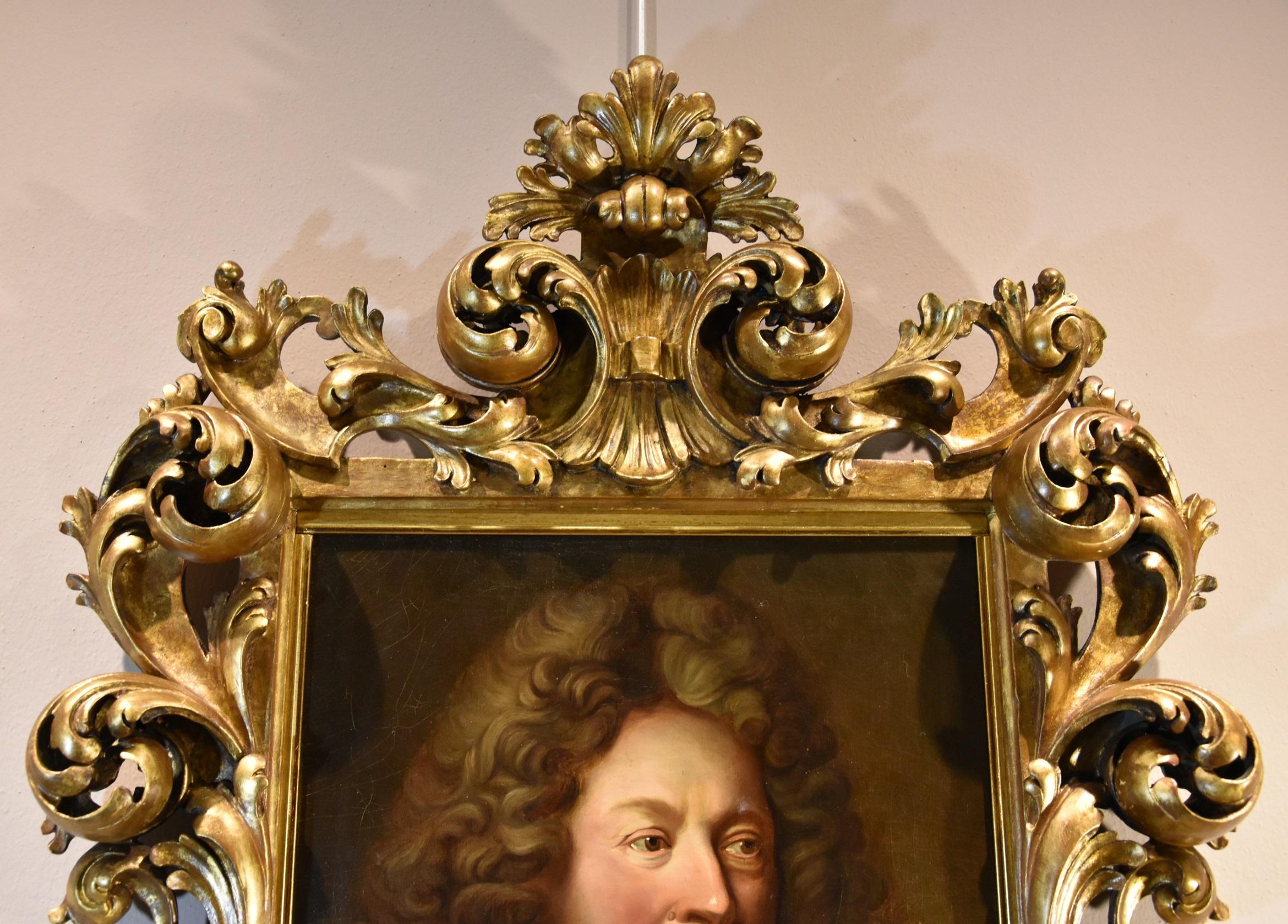 Portrait De La Fosse Rigaud Paint Oil on canvas 17/18th Century Old master Art For Sale 4