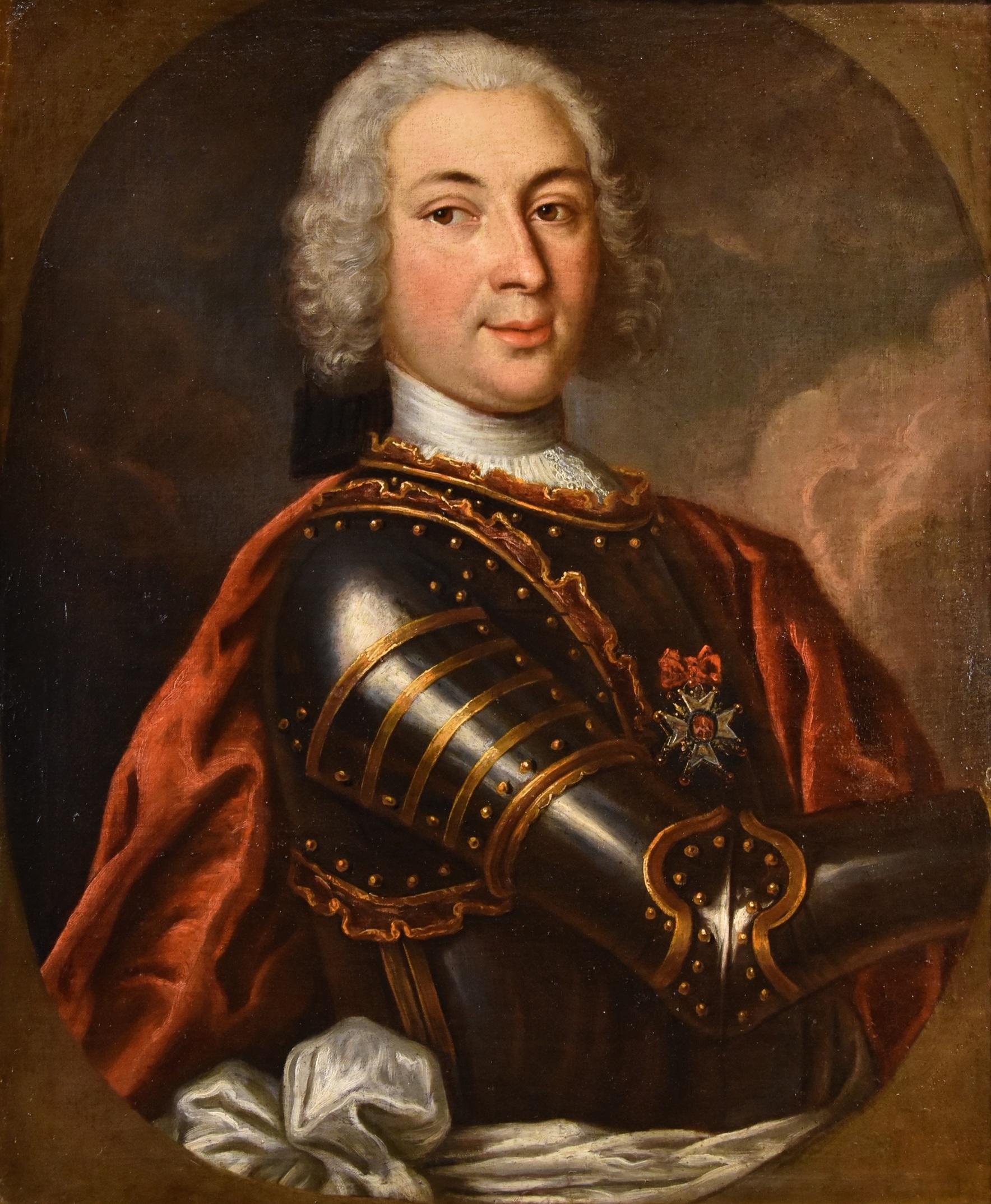 Gentleman Portrait Ritter Rigaud 18. Jahrhundert Gemälde Öl auf Leinwand Alter Meister (Alte Meister), Painting, von Hyacinthe Rigaud (Perpignan 1659 - Paris 1743) Circle