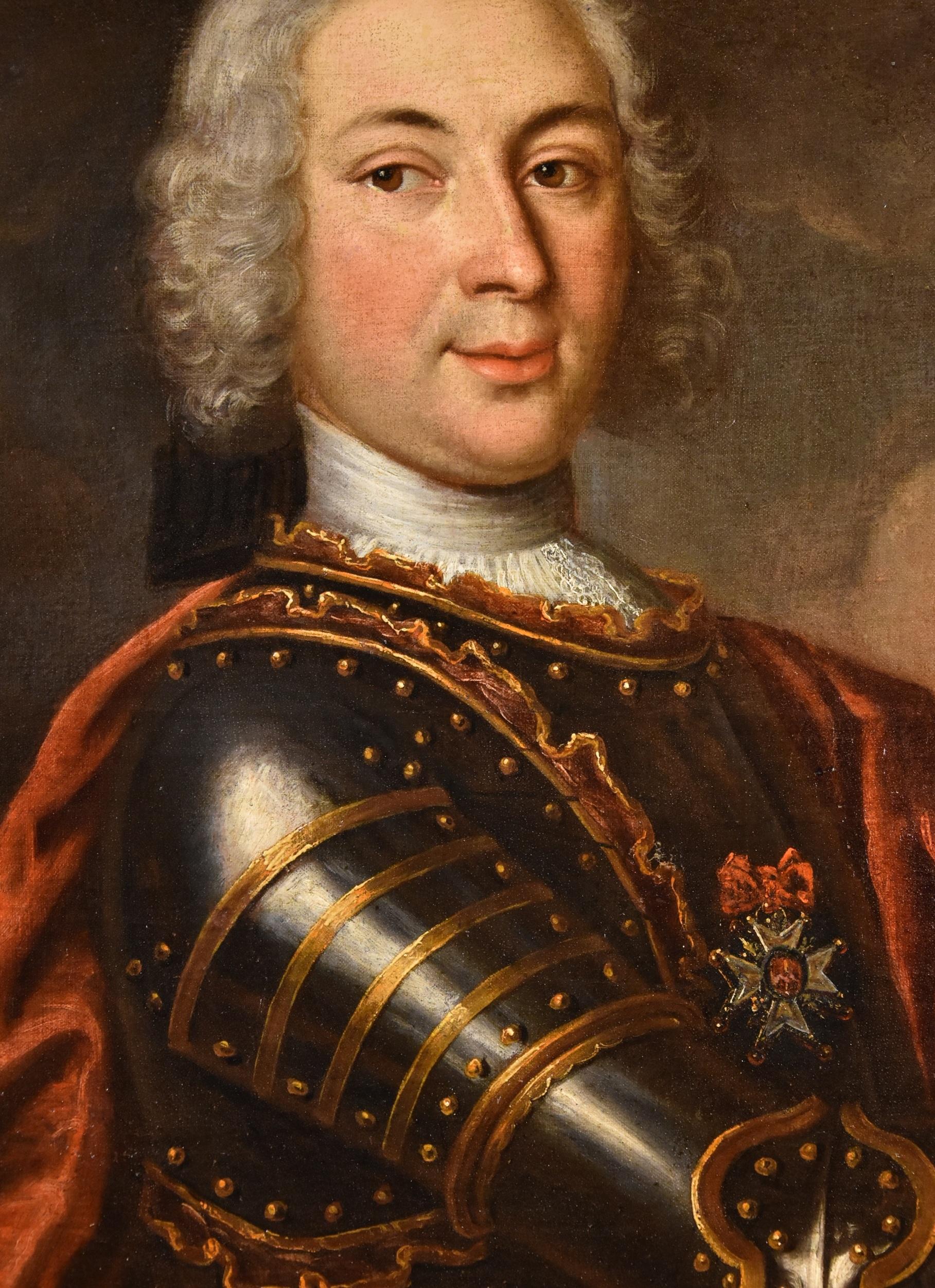 Gentleman Portrait Ritter Rigaud 18. Jahrhundert Gemälde Öl auf Leinwand Alter Meister im Angebot 1