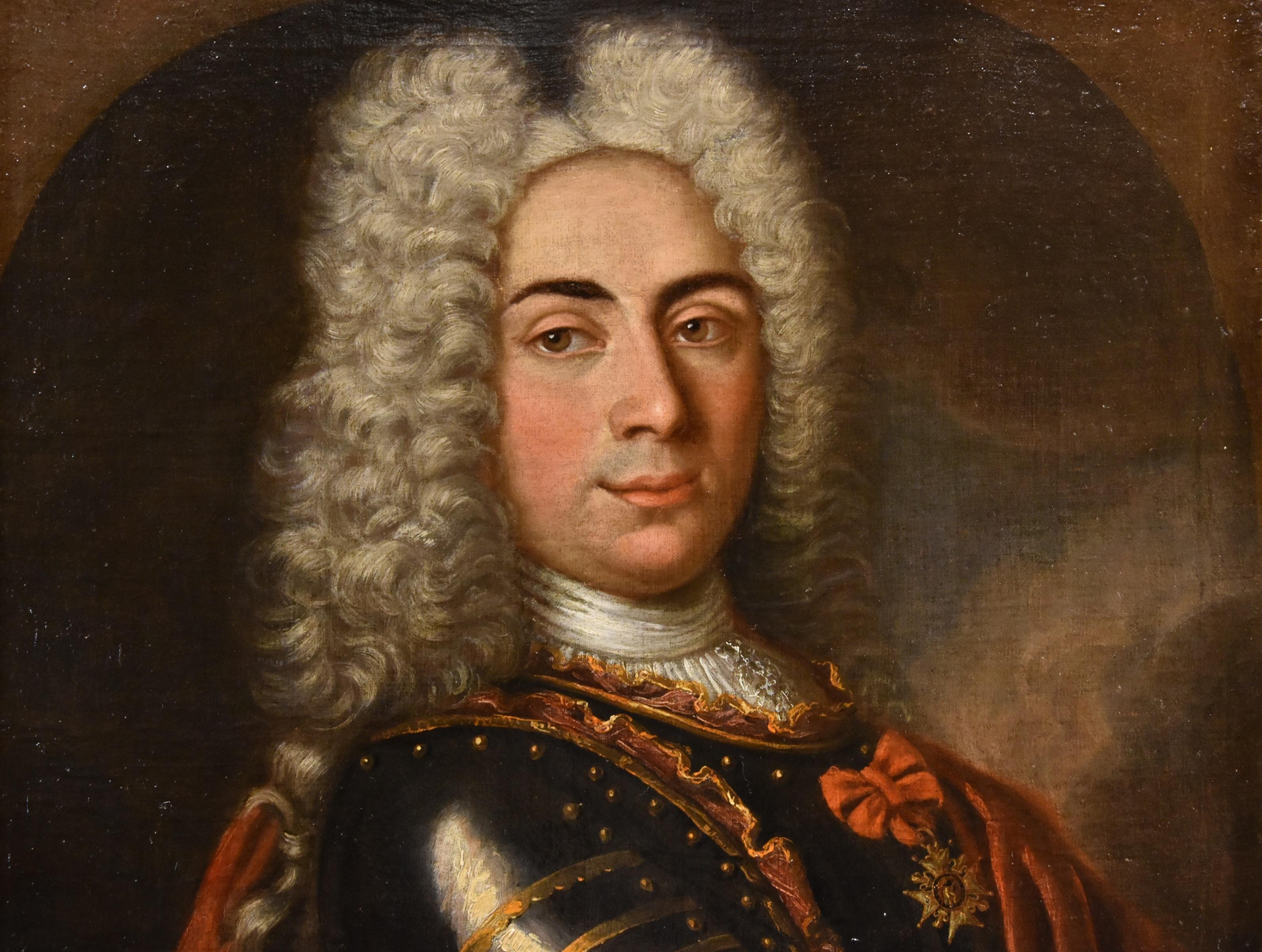 Portrait Gentleman Rigaud 18th Century Paint Oil on canvas Old master French Art For Sale 1
