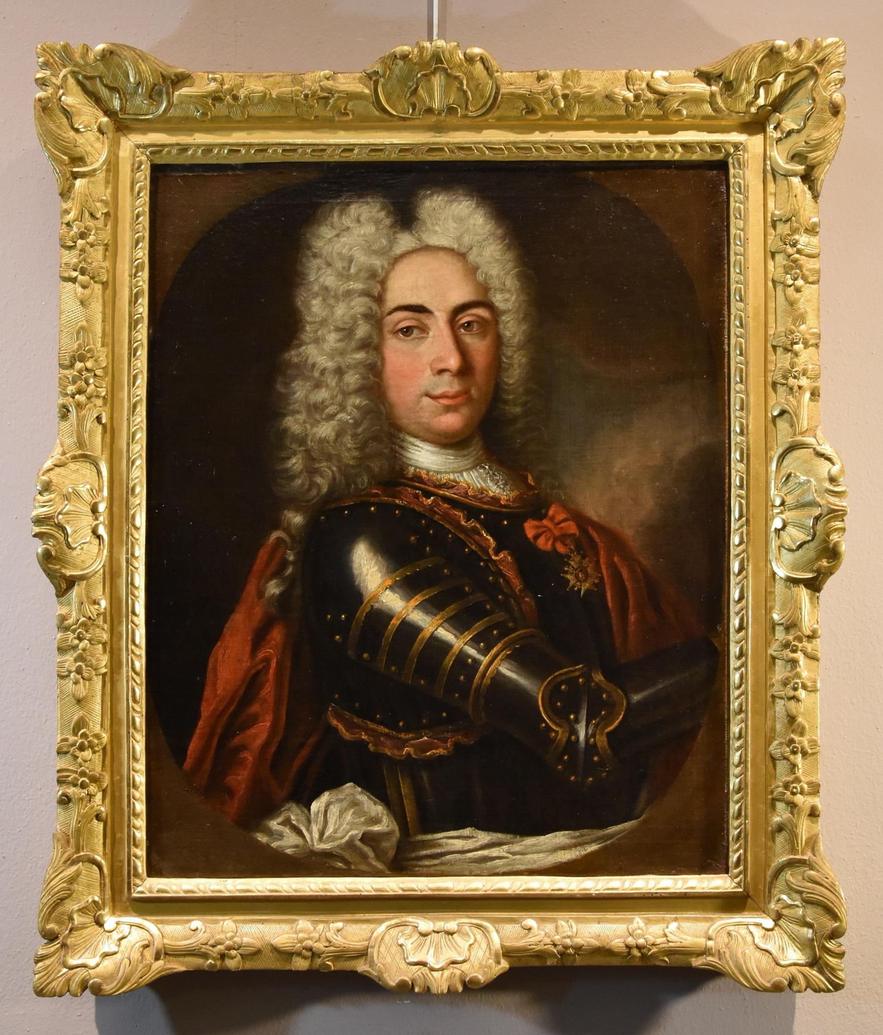 Portrait Gentleman Rigaud 18ème siècle Peinture à l'huile sur toile Grand maître français