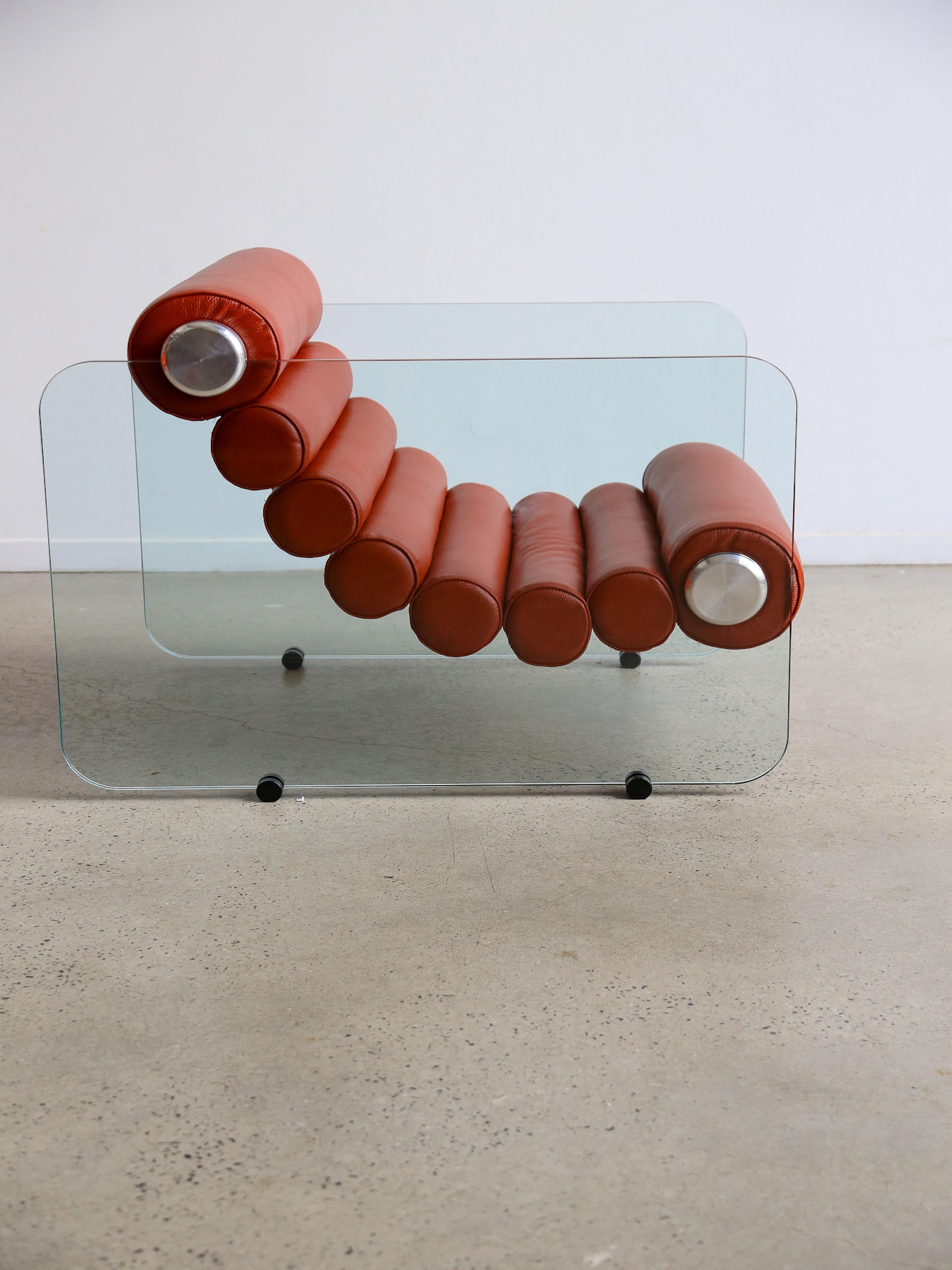 Glass Hyaline Armchair by Fabio Lenci for Standing Italy 1970s For Sale
