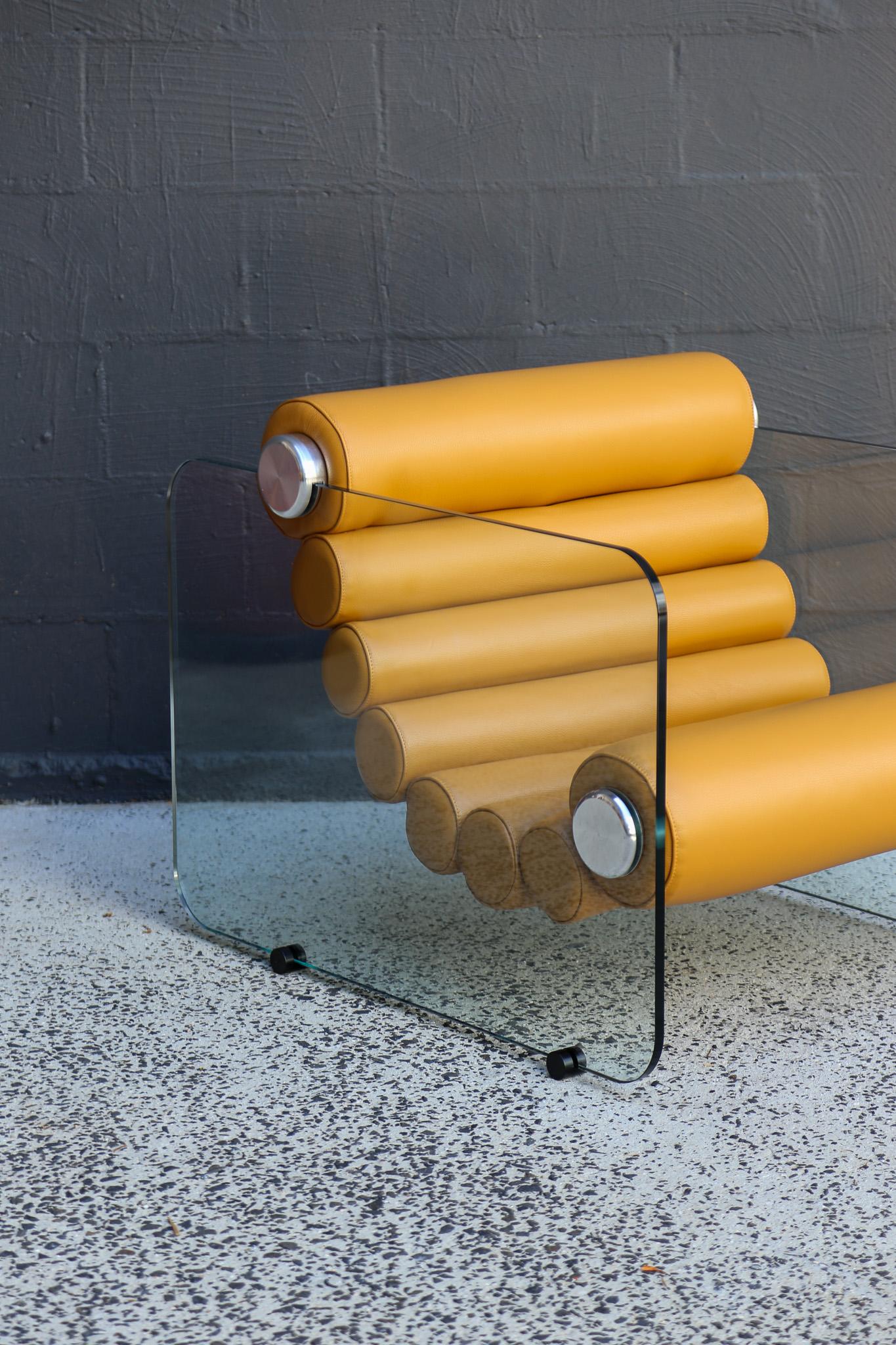 Italian Hyaline Armchair by Fabio Lenci for Standing Italy in Dark Brown Leather 1970's For Sale