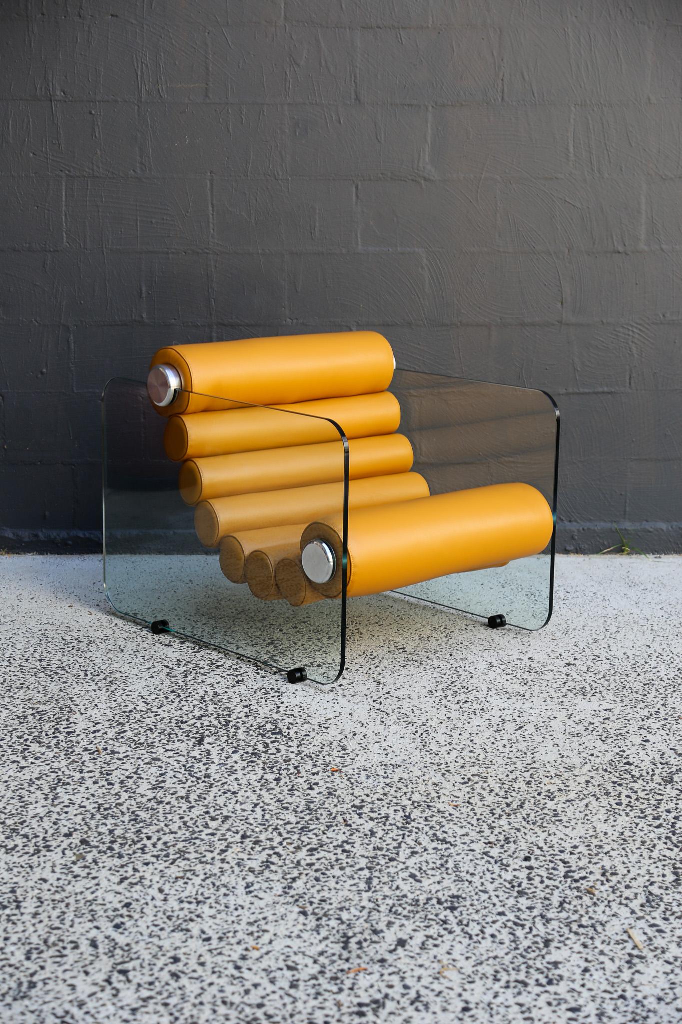 Hyaline Armchair by Fabio Lenci for Standing Italy in Dark Brown Leather 1970's In Excellent Condition For Sale In Byron Bay, NSW