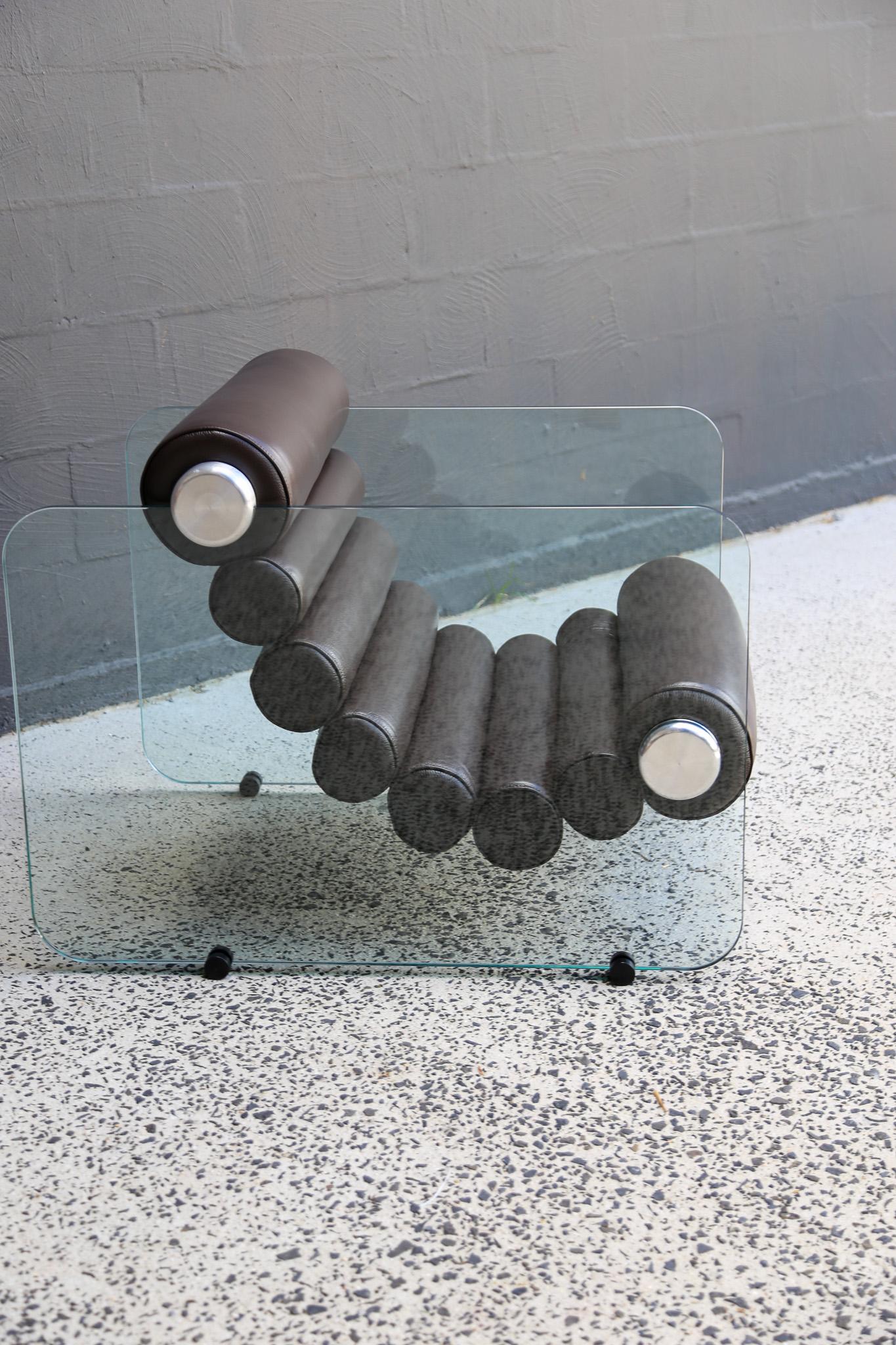 Late 20th Century Hyaline Armchair by Fabio Lenci for Standing Italy in Dark Brown Leather 1970's For Sale
