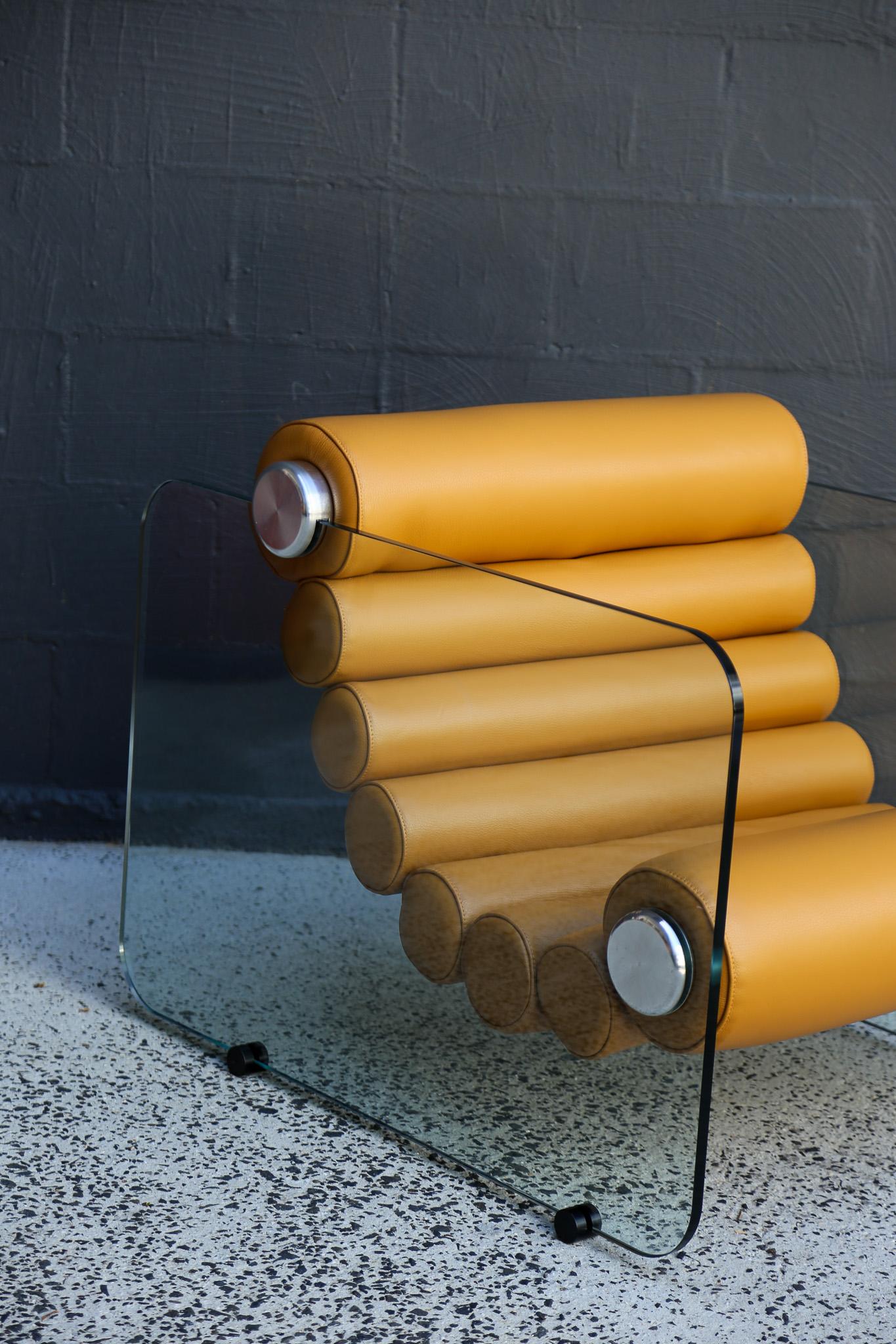 Late 20th Century Hyaline Armchair by Fabio Lenci for Standing Italy in Dark Brown Leather 1970's For Sale