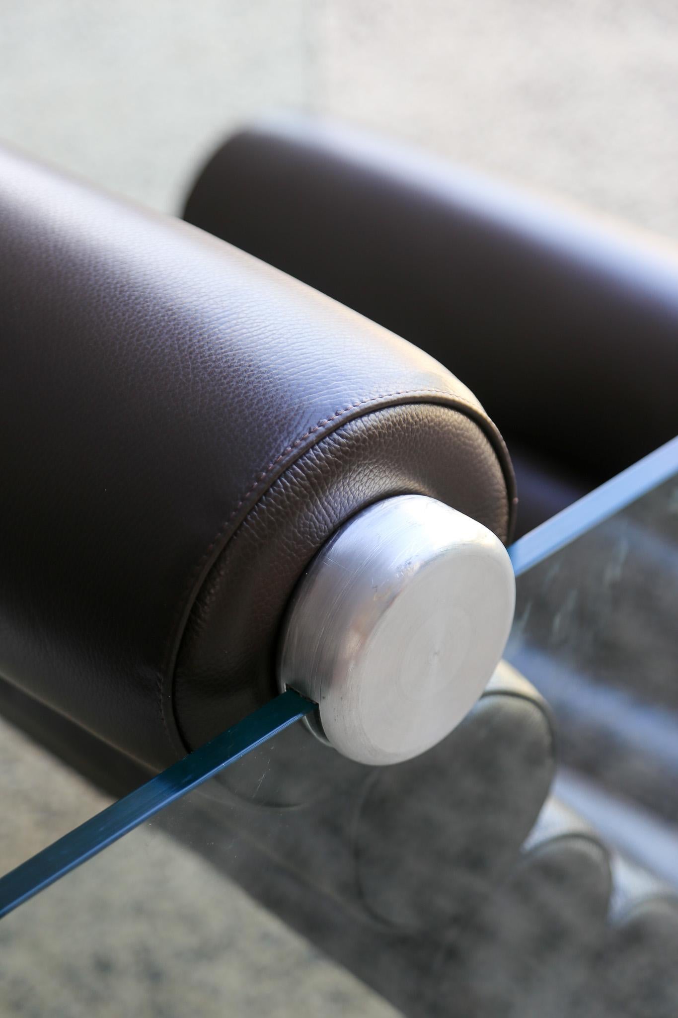 Hyaline Armchair by Fabio Lenci for Standing Italy in Dark Brown Leather 1970's For Sale 1