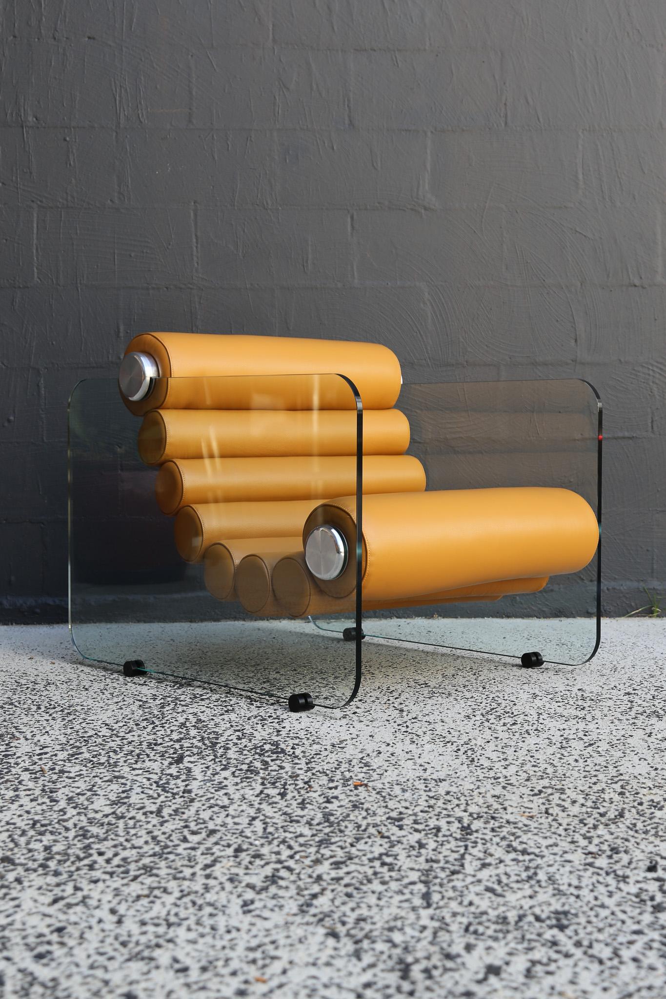 Hyaline Armchair by Fabio Lenci for Standing Italy in Dark Brown Leather 1970's For Sale 2