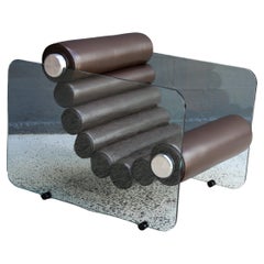 Sillón Hyaline de Fabio Lenci para Standing Italy en cuero marrón oscuro Años 70