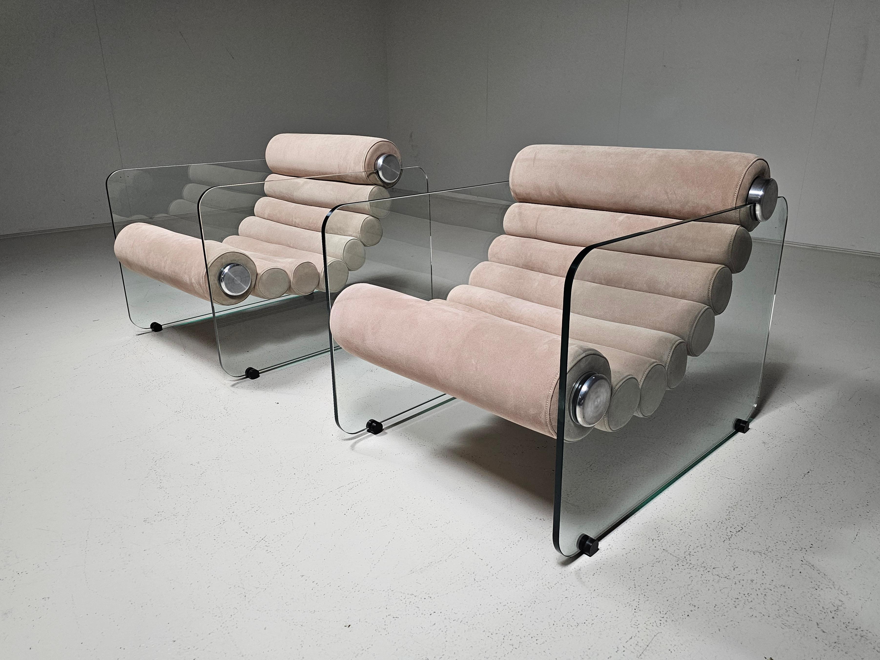 Poltrone 'Hyaline' in suède rosa chiaro di Fabio Lenci per Stendig, anni '60 In condizioni buone in vendita a amstelveen, NL