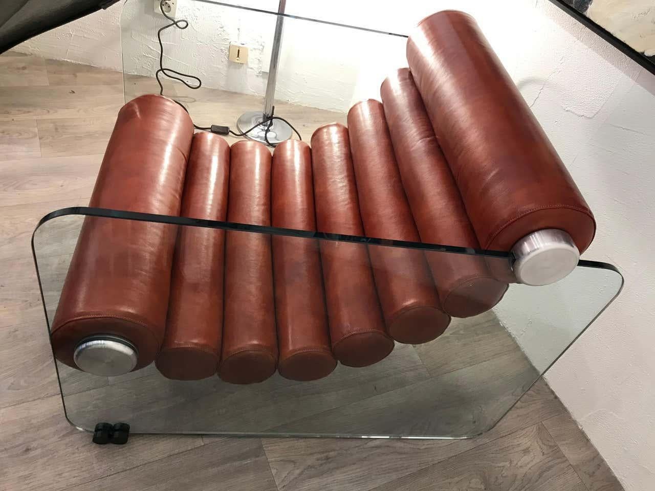 Hyaline chair lounge designer: Fabio Lenci, manufacturer: Comfort Line Design, period: 1960-1969, year of production: 1974, country of production: Italy. In a perfect state. Tobacco color.