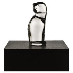 Hyaline-Glas-Katzenskulptur von Olle Alberius für Orrefors, 1970er Jahre