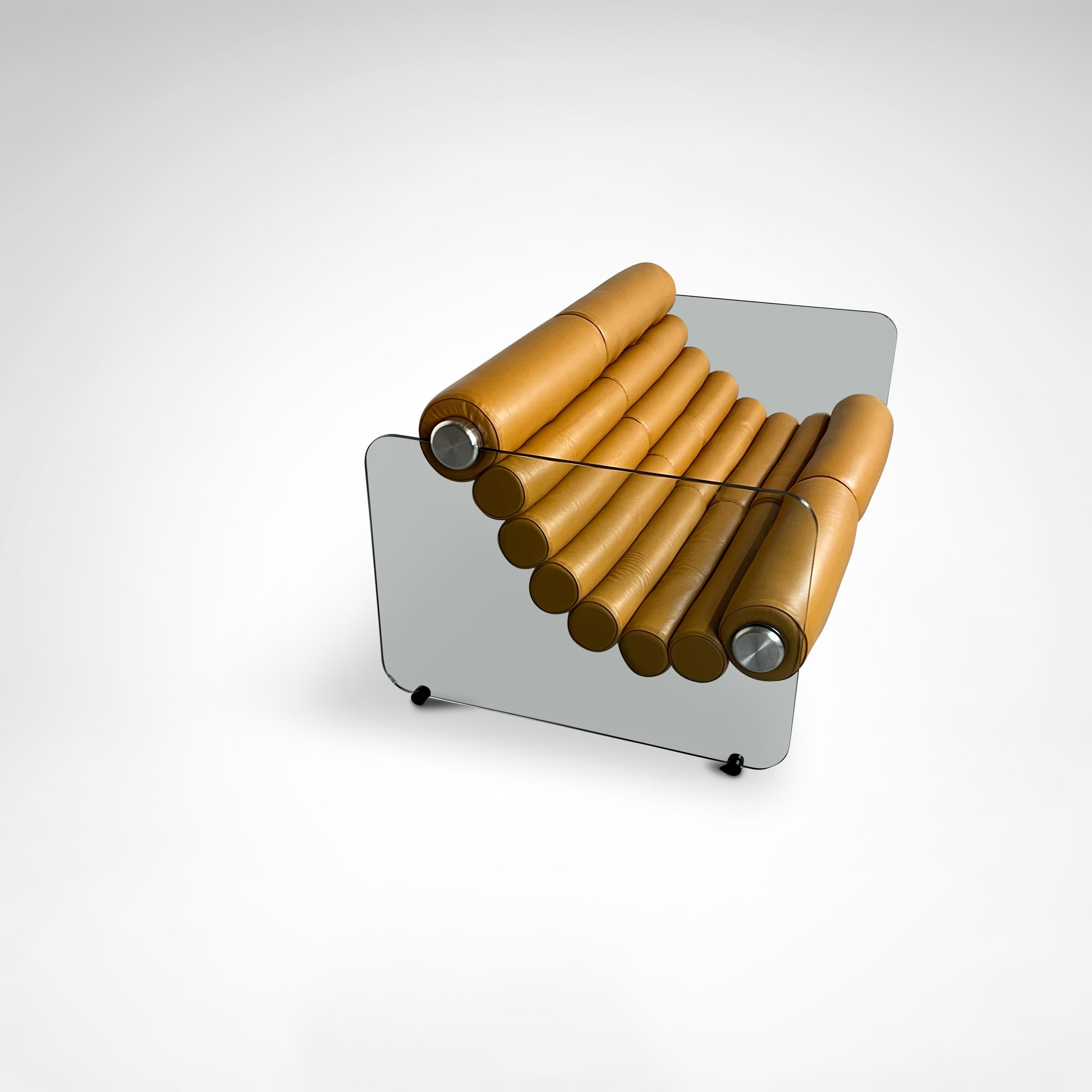 Hyaline-Sofa aus Leder und Glas von Fabio Lenci für Comfortline Italien 1960er Jahre im Angebot 2