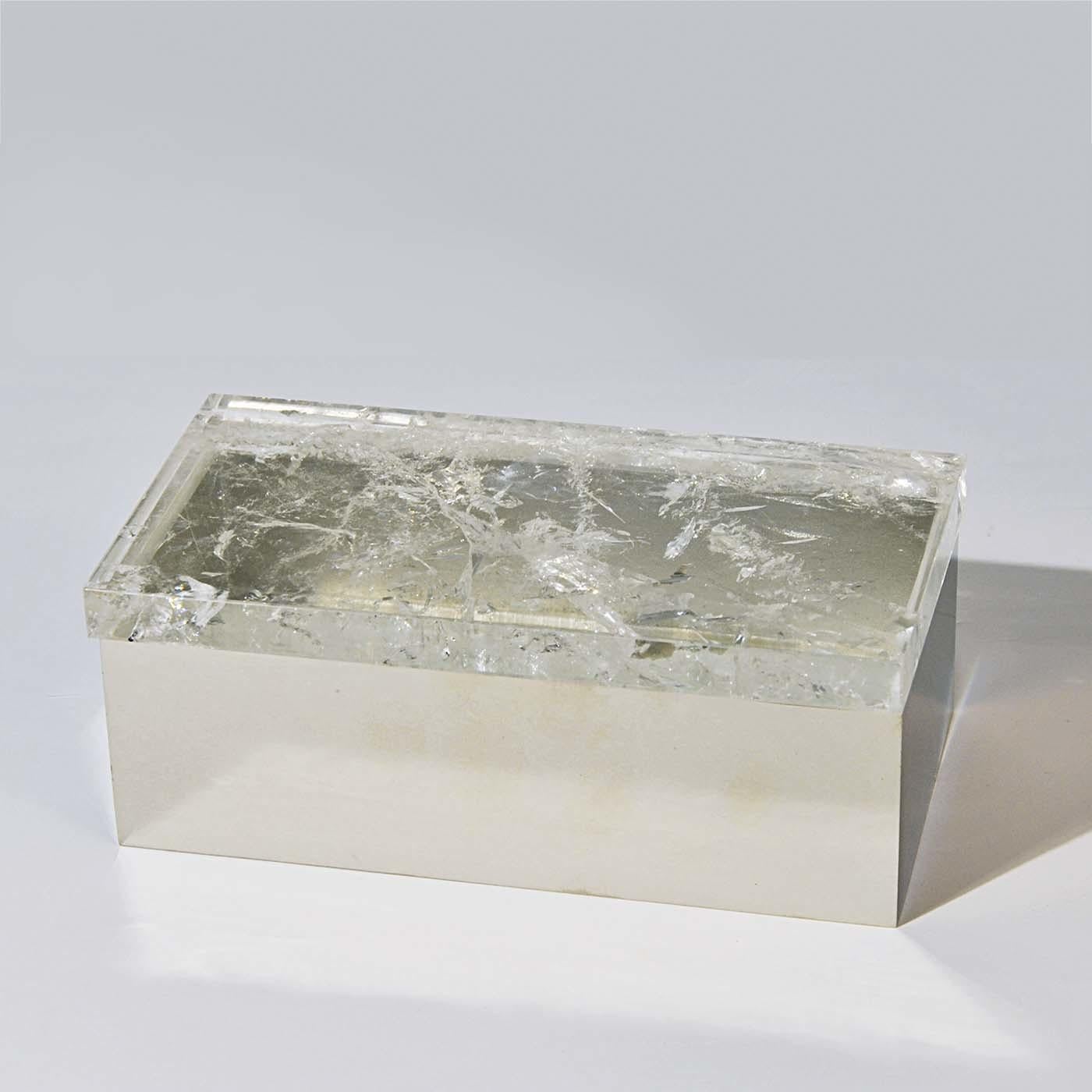 Moderne Boîte en laiton de quartz hyalin en vente