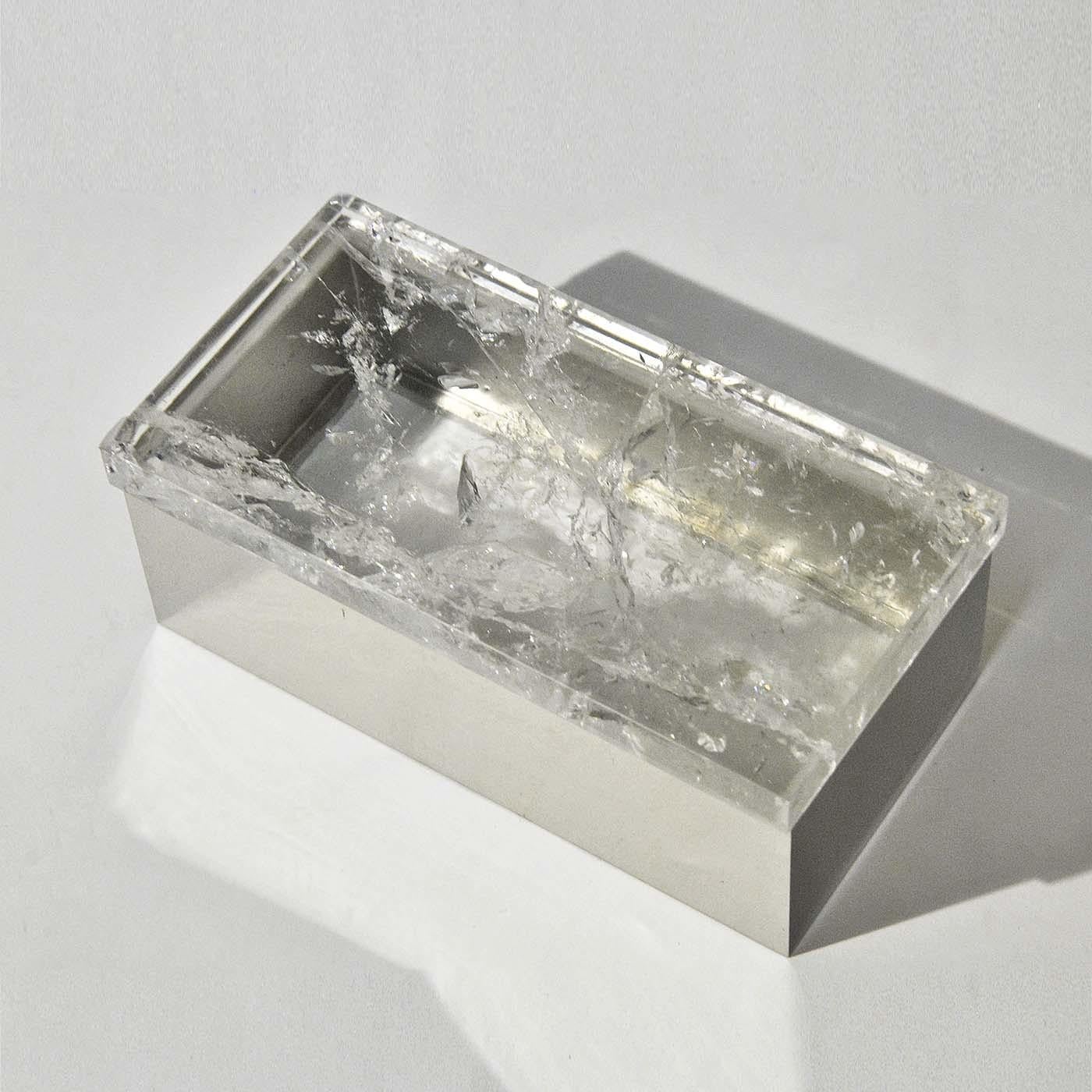 italien Boîte en laiton de quartz hyalin en vente