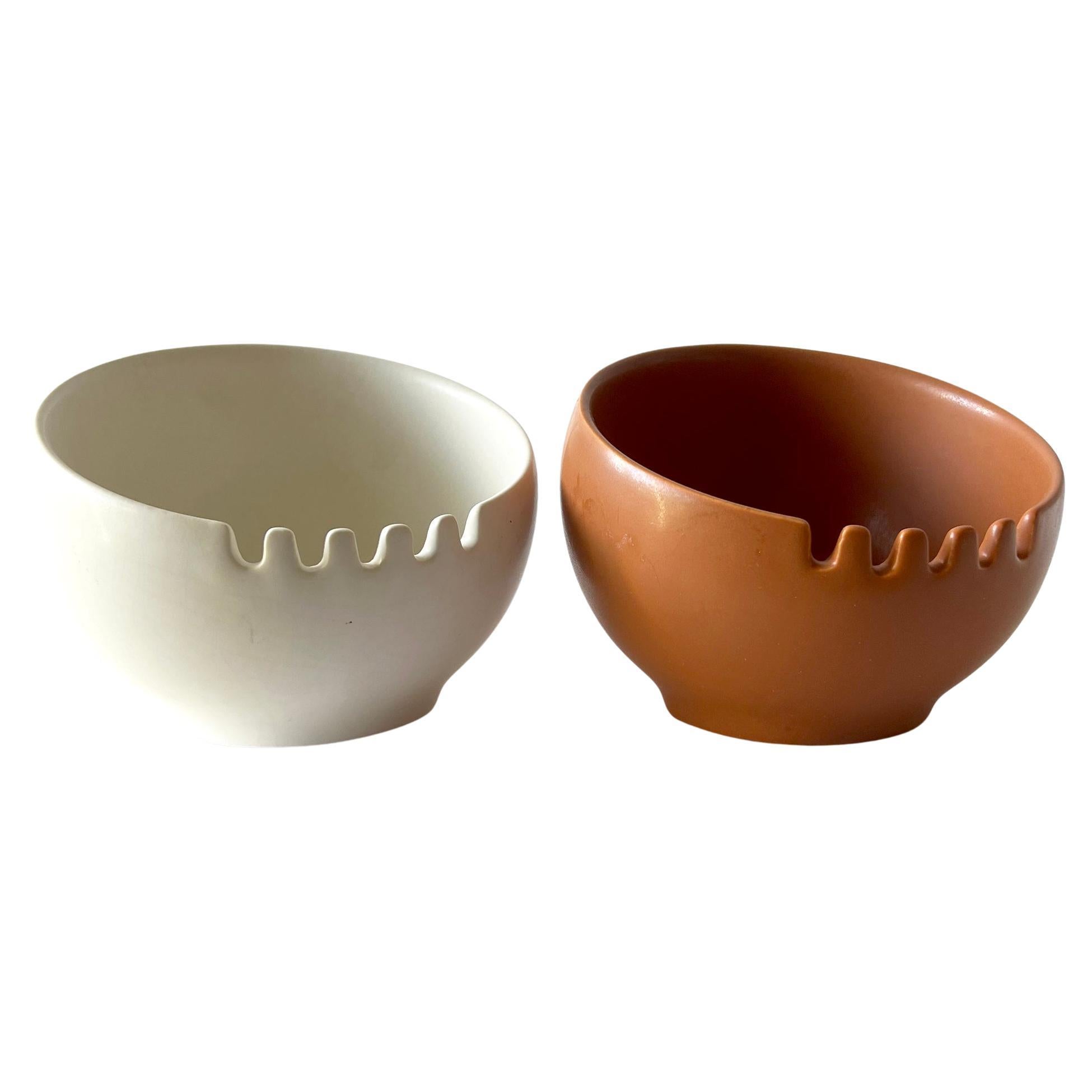 Pair of Hyalyn ceramic ball ashtrays from the late 1960's or early 1970s.  They measure 5.25