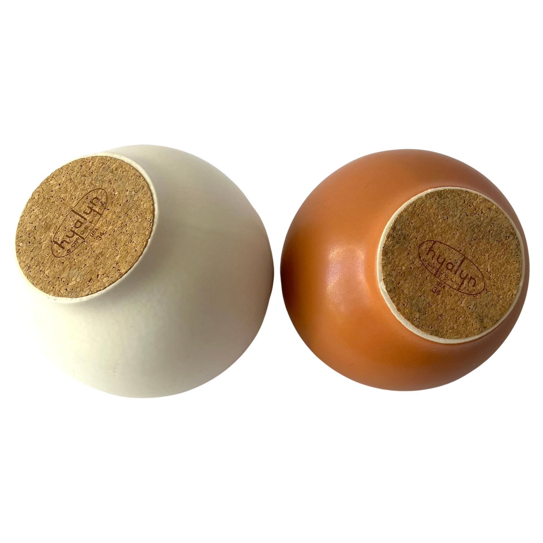 Hyalyn Pair of Ceramic Mid Century Modern Ball Ashtrays For Sale 1