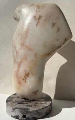 Hyam Myer marble sculpture abstract of a female , signed Hyam in back .