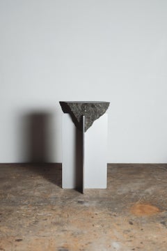 Hybrid Objects Small Side Table in Natural Stone & Aluminum by Estudio Material