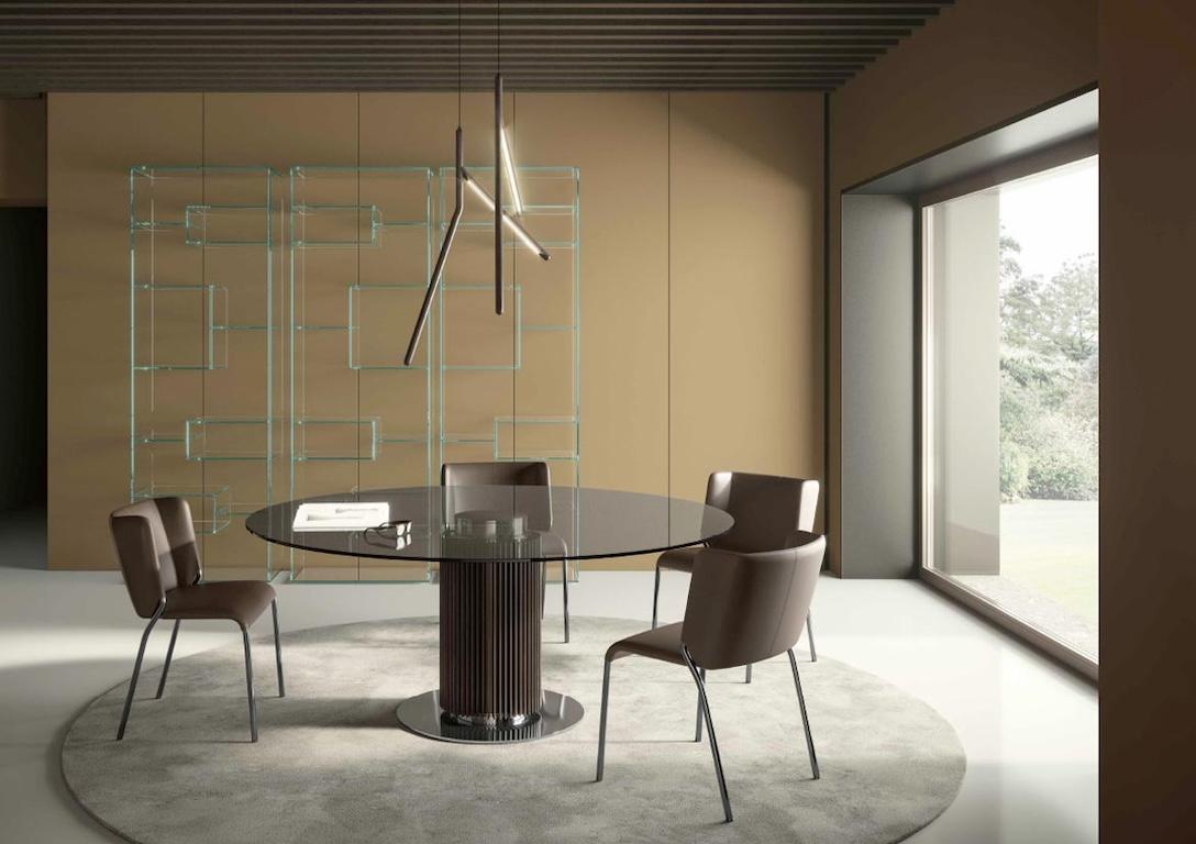 Contemporary Hybrid Wood & Glass Dining Table, Designed by Massimo Castagna, Made in Italy For Sale