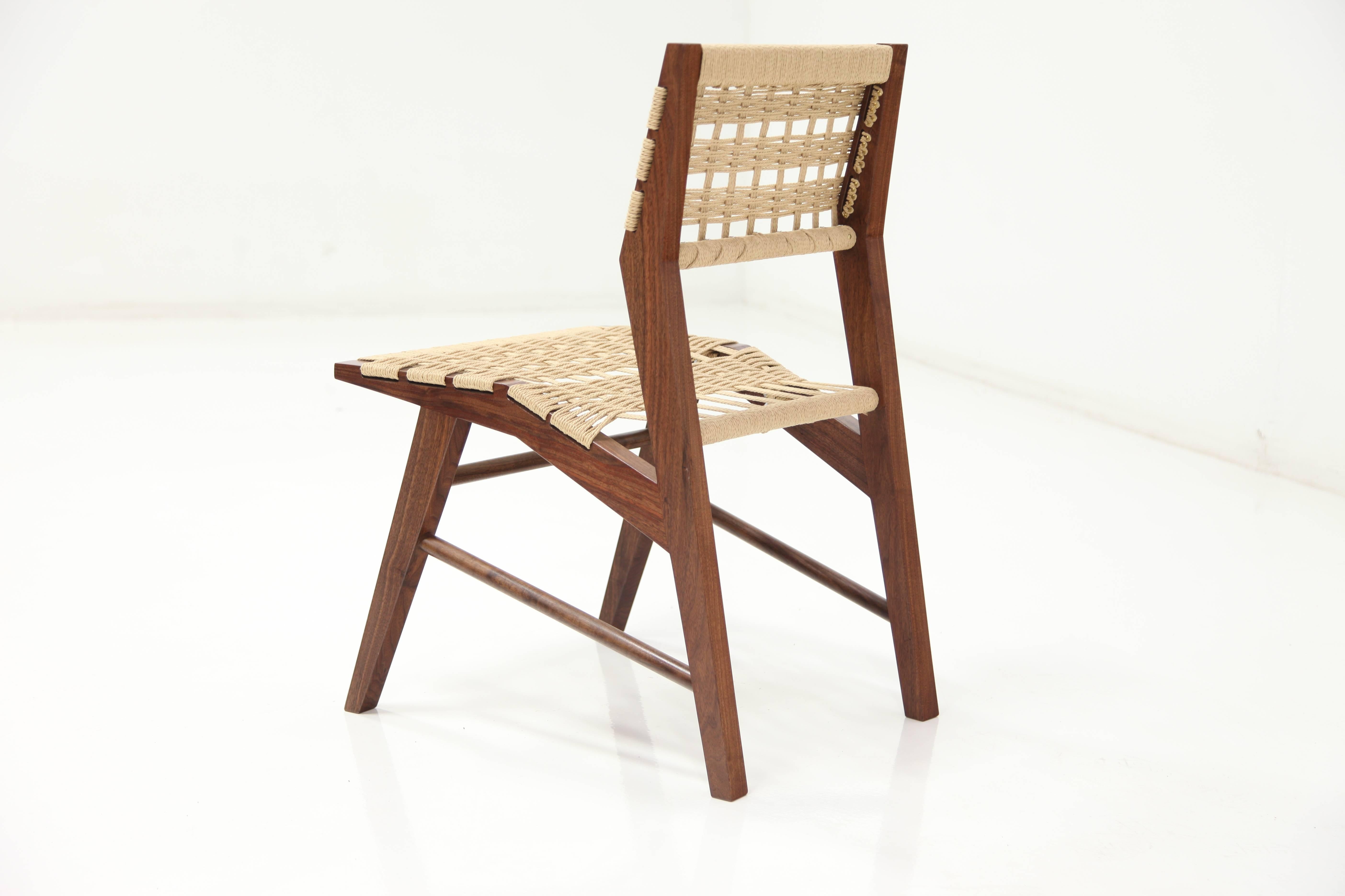 Hyde Wood Dining Chair with Midcentury Modern Influence & Hand Woven Danish Cord For Sale 1