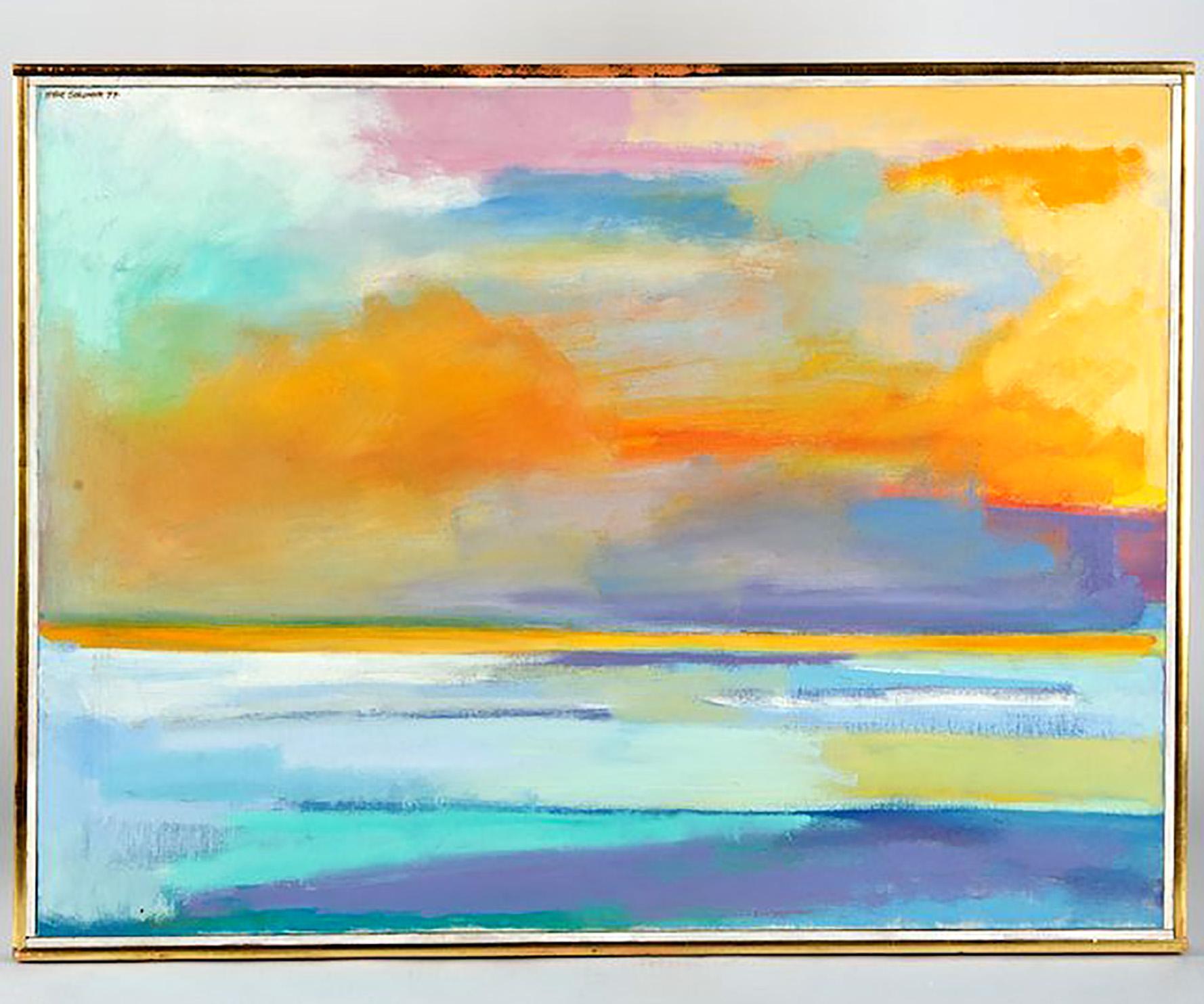 Landscape Painting di Hyde Solomon - Campo di neve, dipinto firmato Ceiba-Geigy coll. con/etichetta originale Poindexter Gallery
