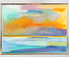 Snow Field, signed painting Ceiba-Geigy coll w/original Poindexter Gallery label