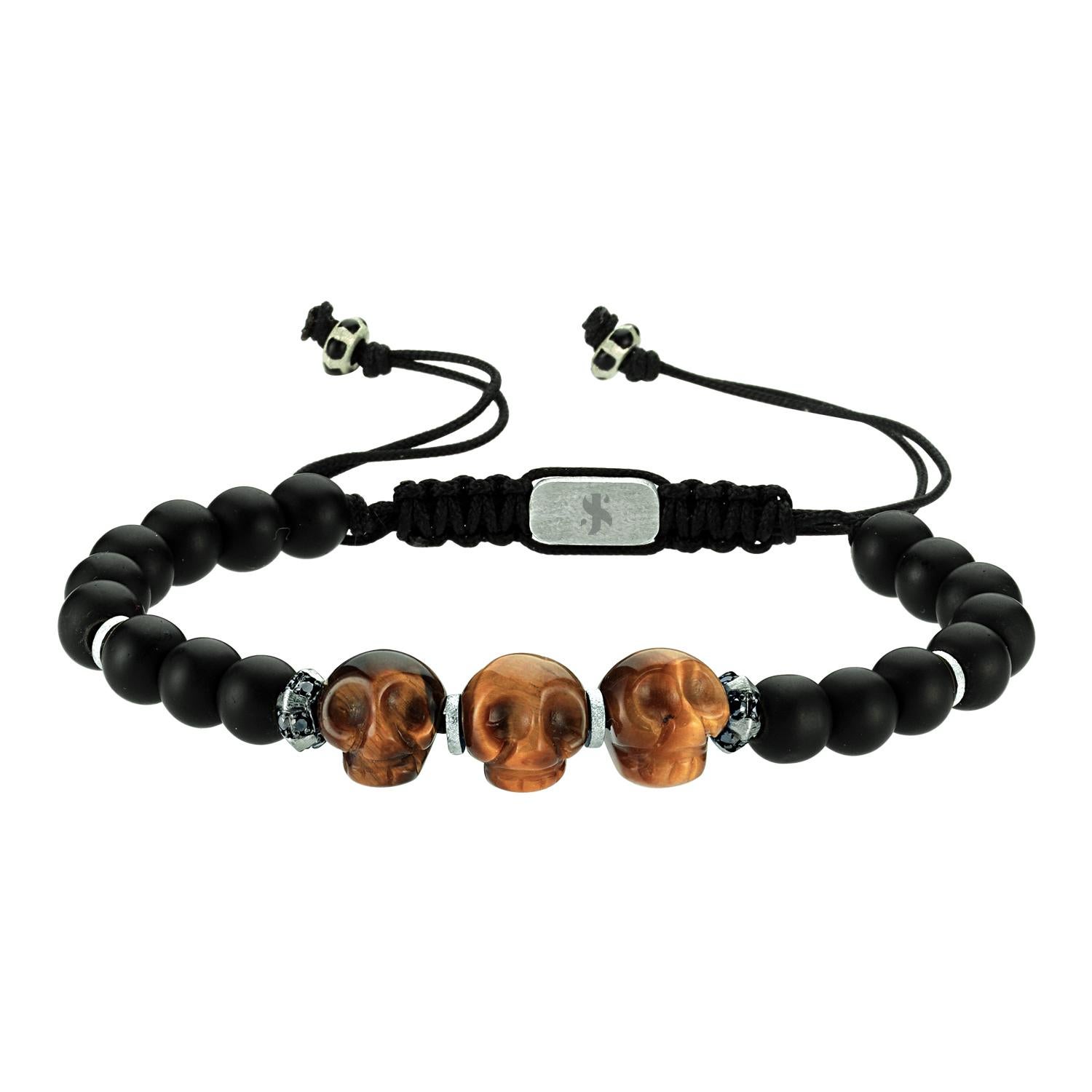 Hydra Bracelet-Skull Tiger Eye & Matt Onyx by Selda Jewellery