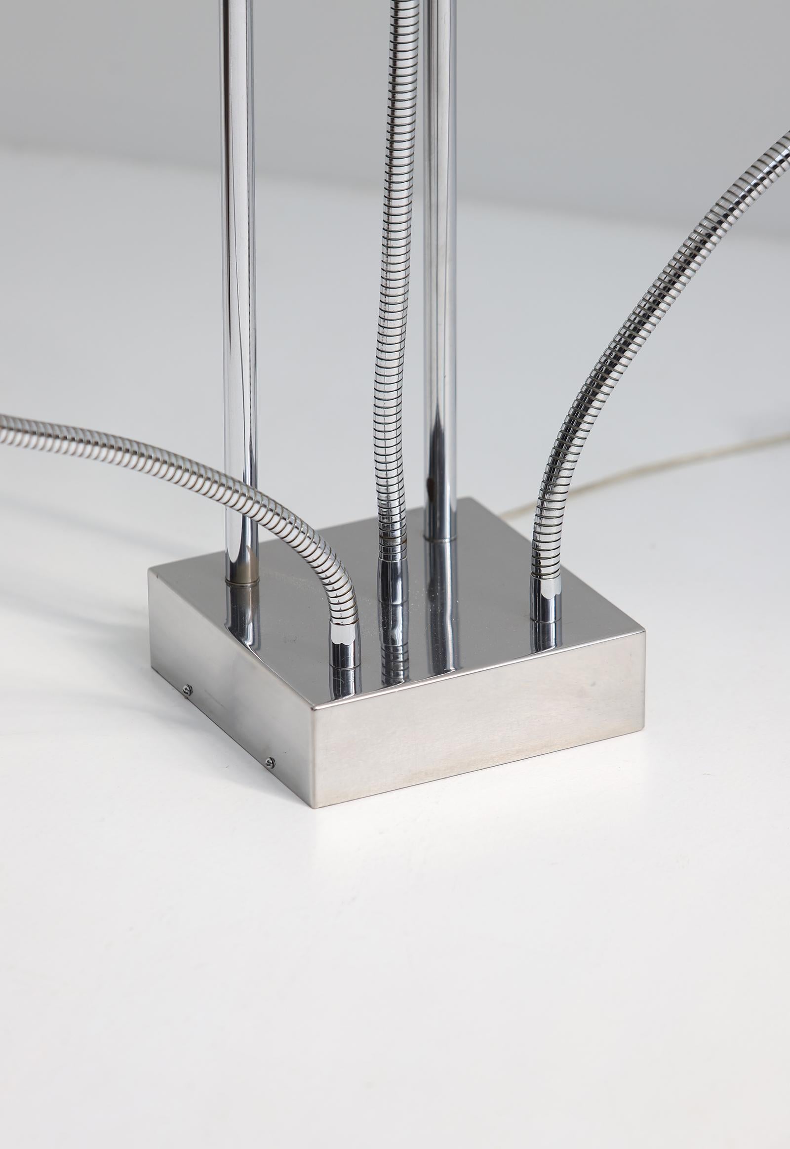 Hydra chrome floor / table lamp by Pierre Folie for Jaques Charpentier 1969 For Sale 6